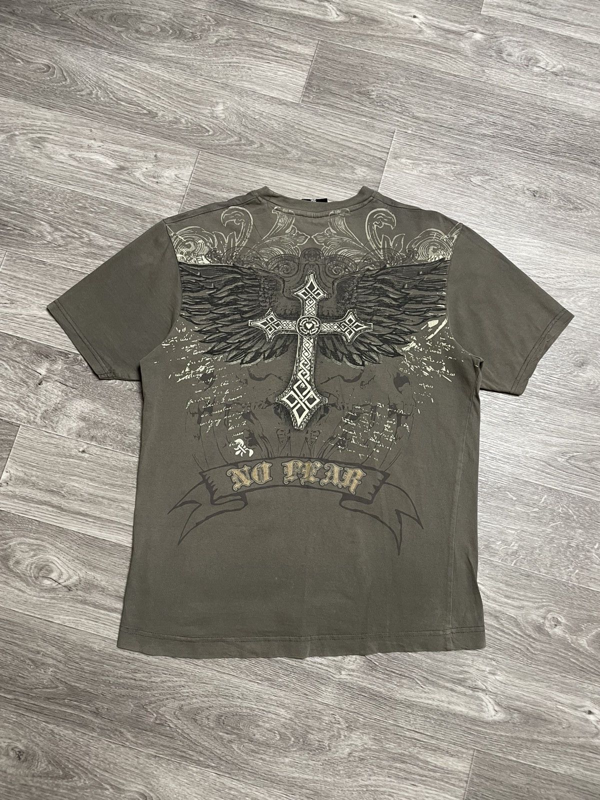 No Fear Vintage No Fear 2000s Graphic Tee Olive Green Y2K Streetwear Size US M / EU 48-50 / 2 - 2 Thumbnail