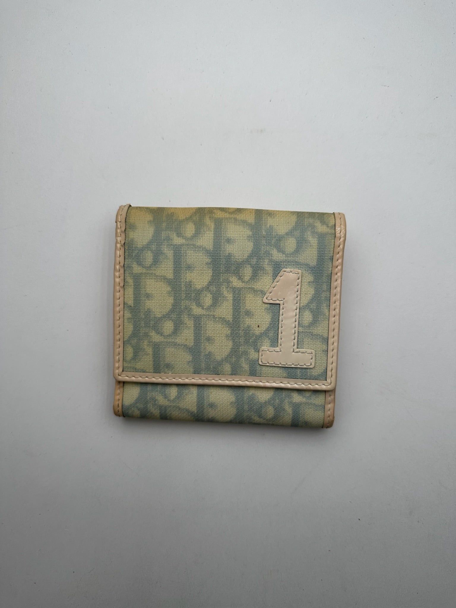 Dior Vintage Oblique Monogram Leather Wallet White blue Size ONE SIZE - 1 Thumbnail