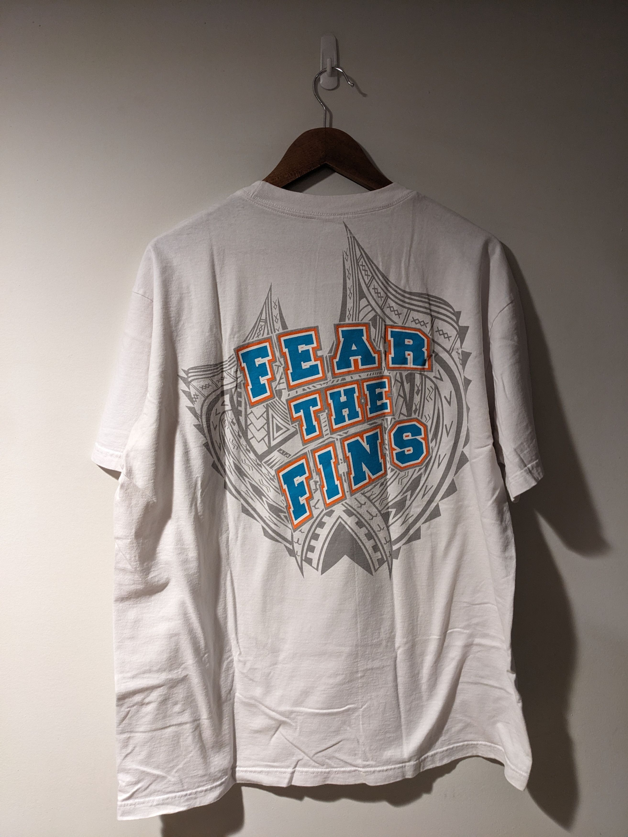 NFL × Vintage Vintage 90s Miami Dolphins NFL Football Fear the Fin T-Shirt Size US XL / EU 56 / 4 - 10 Thumbnail