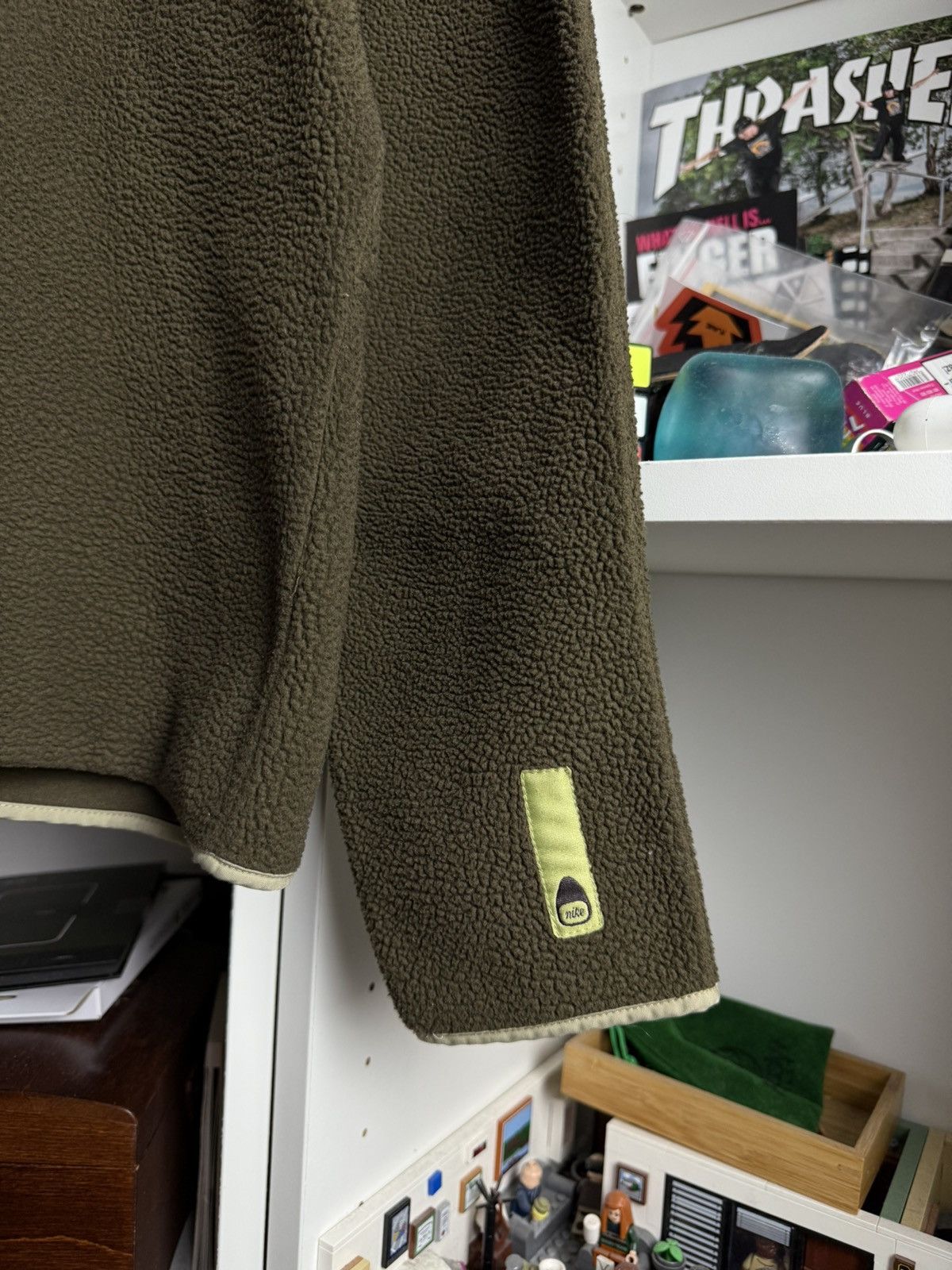 Nike × Vintage Vintage Y2K Nike khaki deep pile fleece sweatshirt M outdoor Size US M / EU 48-50 / 2 - 3 Thumbnail