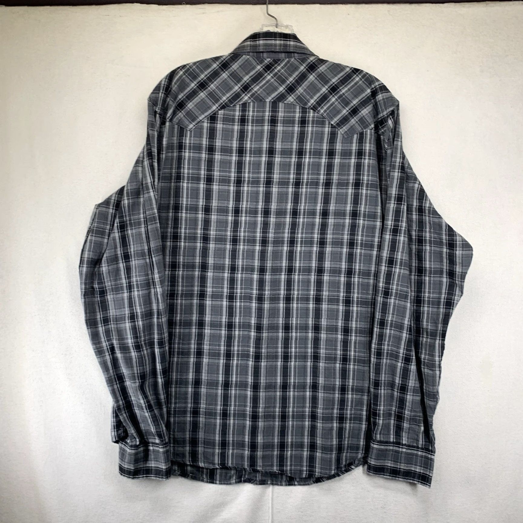 Levi's Levi's Men's Western Plaid Shirt Long Sleeve Casual Button-Up Large Black Gray Cotton Blend Size US L / EU 52-54 / 3 - 2 Thumbnail