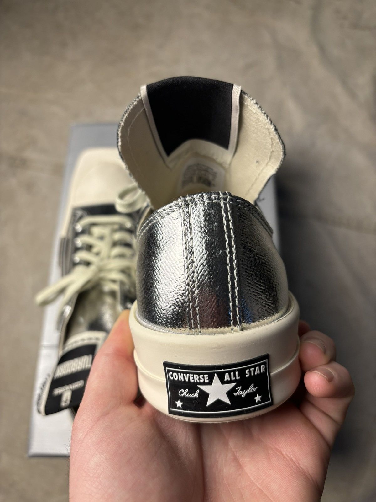 Converse × Rick Owens Drkshdw Rick Owens X Converse Turbodrk Silver Low 10.5 Size US 10.5 / EU 43-44 - 6 Thumbnail