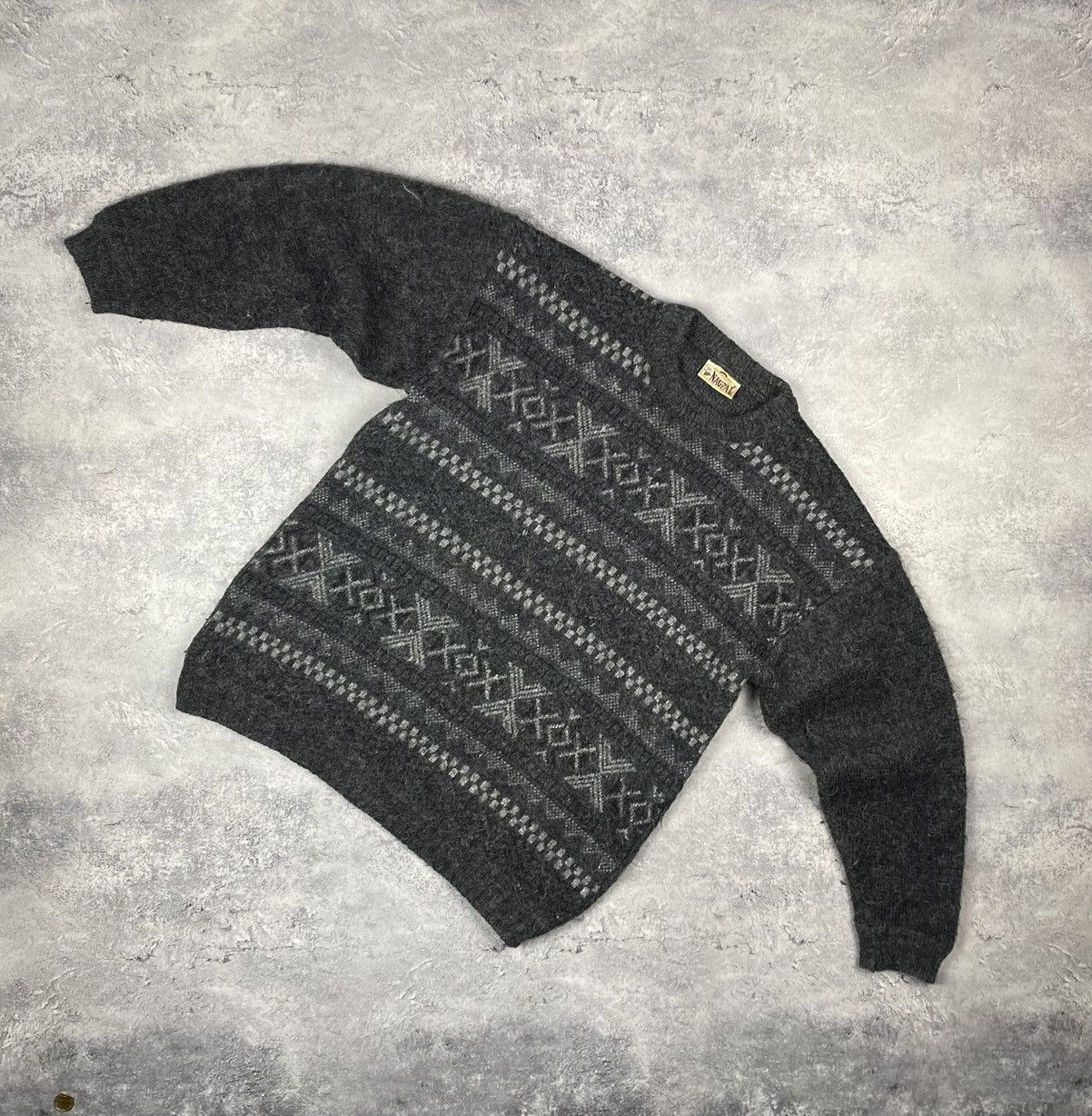 Other Vtg 90s Nagpal Geometric Aztec Wool Knit Gray Sweater Nordic Size US M / EU 48-50 / 2 - 7 Thumbnail