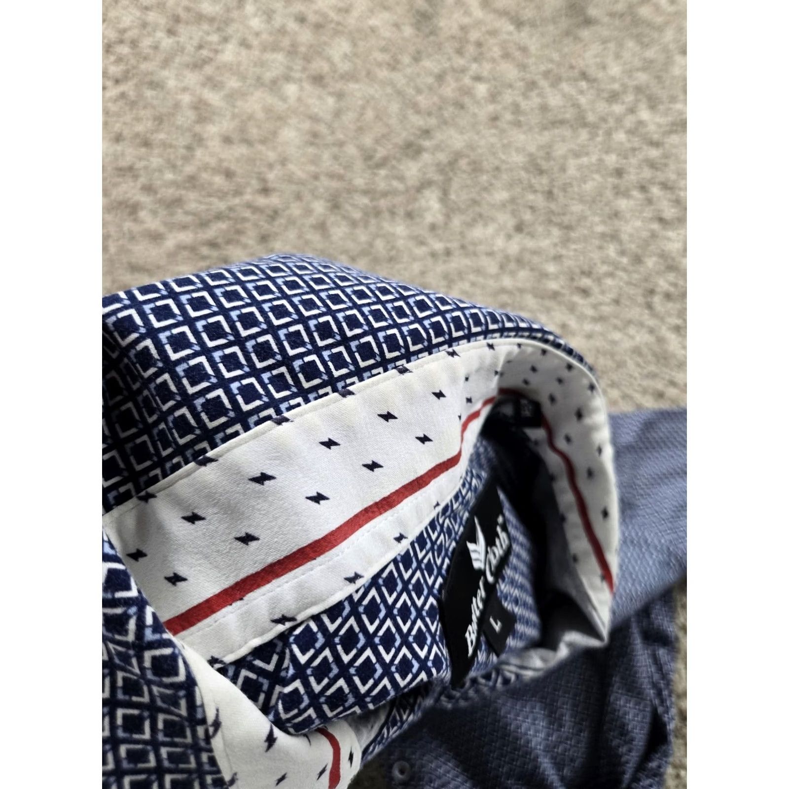 Buttero Butter Cloth Shirt Mens Large Blue Geometric Print Long Sleeve Button Up Casual Size US L / EU 52-54 / 3 - 7 Thumbnail