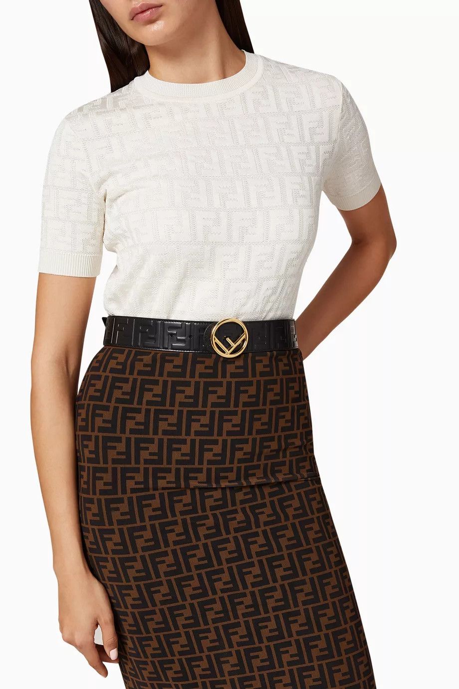 Fendi o1s1wg111224 Size: OS / FF Logo Belt in Black Size ONE SIZE - 2 Thumbnail