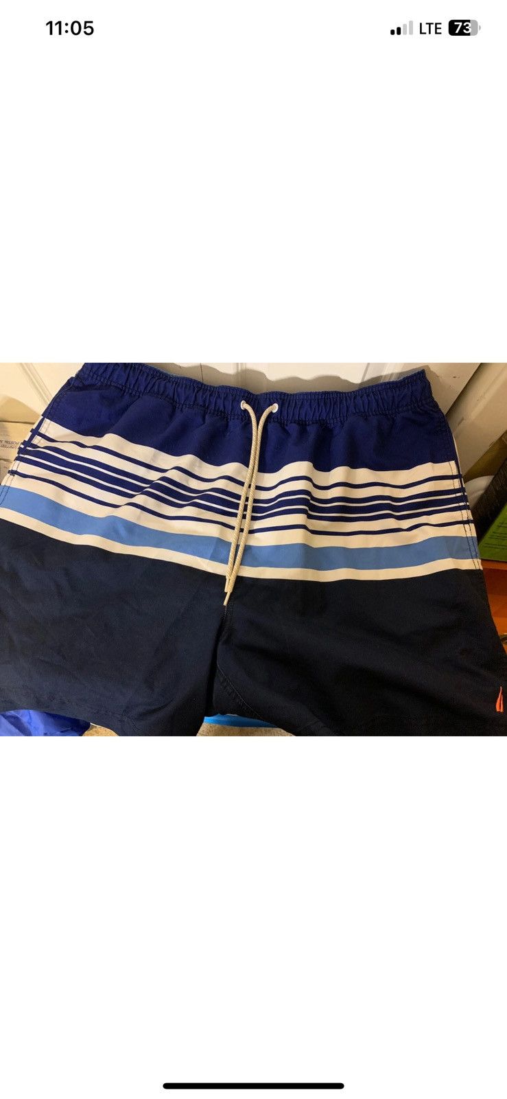 Nautica Vtg Nautica Mens Sz XXL Navy Blue Stripe Trunks Board Size US 38 / EU 54 - 3 Thumbnail