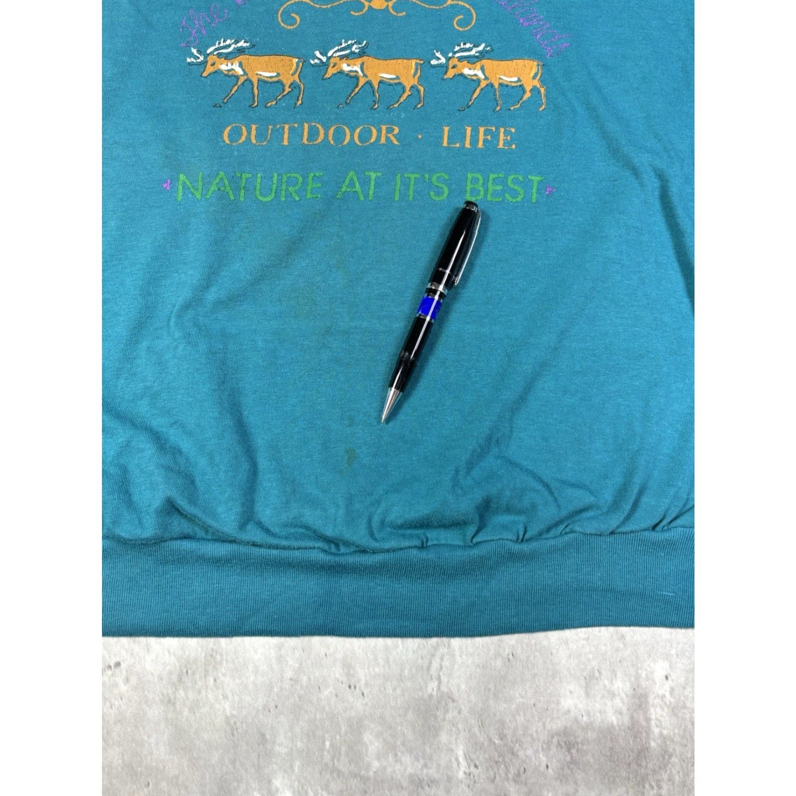 Vintage VINTAGE 90s Outdoors Nature Long sleeve Graphic T-Shirt Gatino M Blue Cotton Men Crew Neck Shirt Pants? Wait. Size US M / EU 48-50 / 2 - 5 Thumbnail