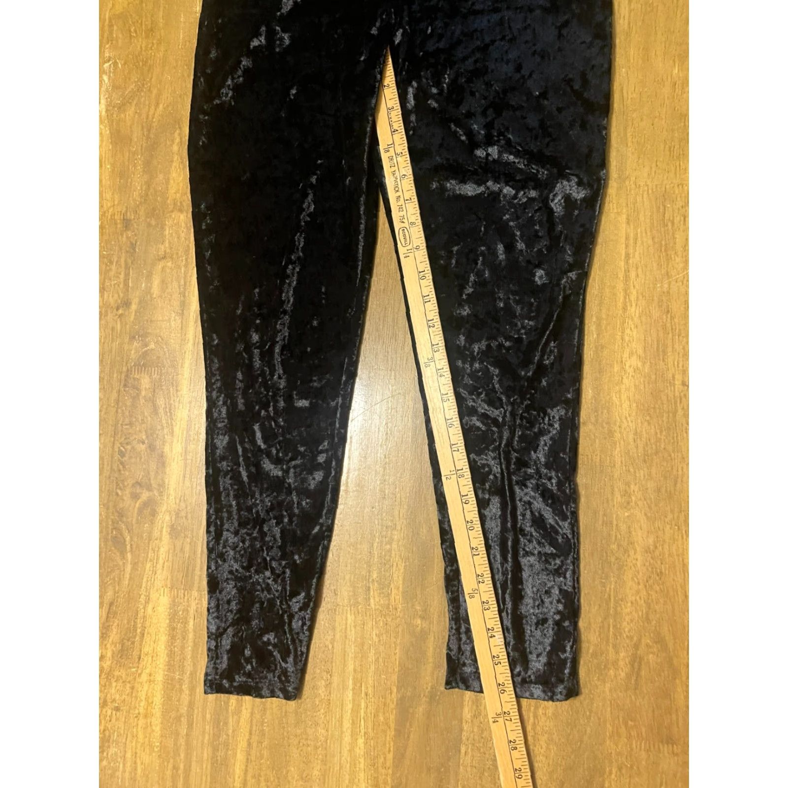 Vintage No Comment Pants Women's XL Black Leggings Velvet Casual Fall Spring Summer Velvet Leggings Ankle Inseam 26 in Black Womens Size 40" / US 18 - 7 Thumbnail
