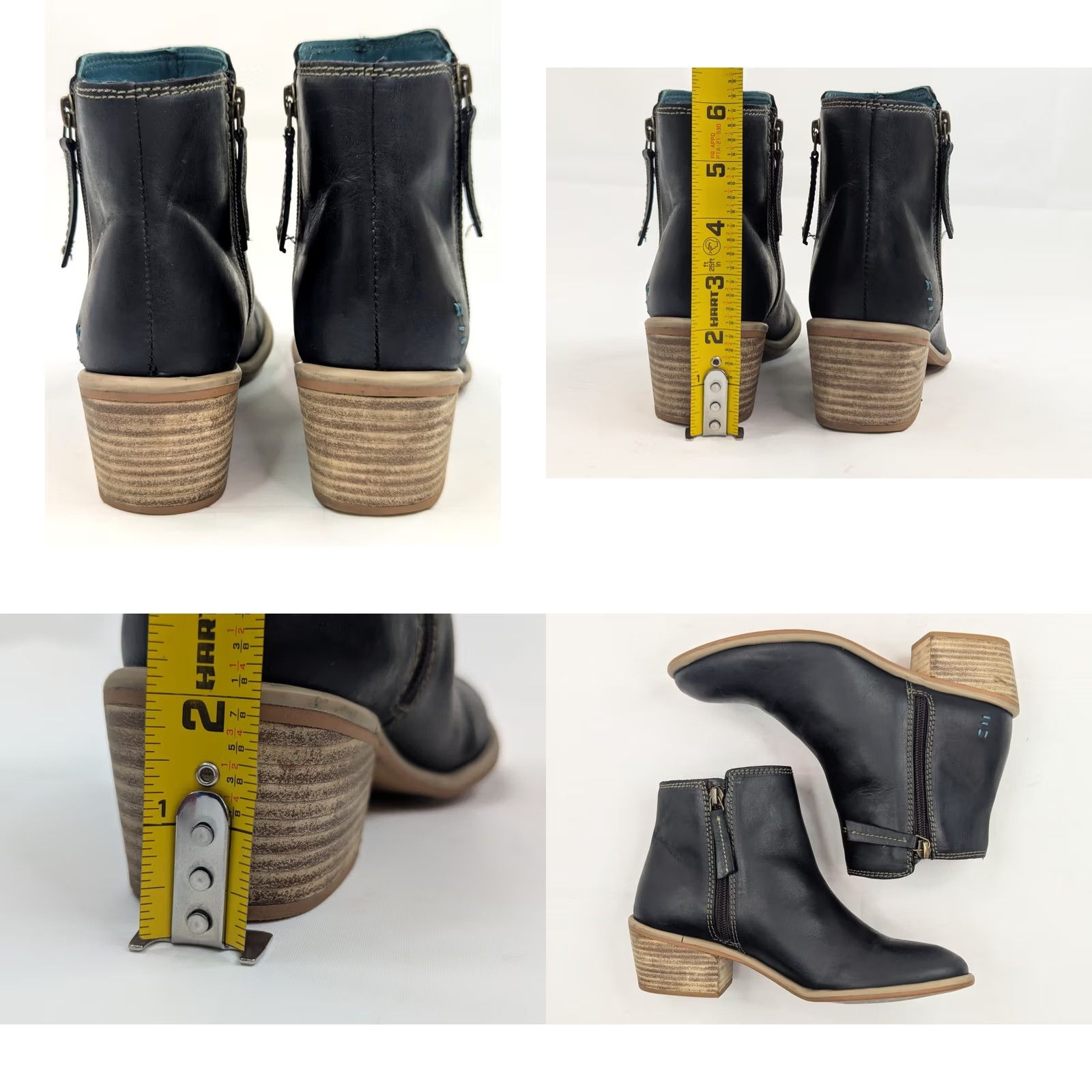 ROA ROAN by Bedstu Liz Leather Ankle Boots Women 6 Hunter Black Green Heel Booties Zip Block Heel Casual Dress Size US 6 / IT 36 - 8 Thumbnail