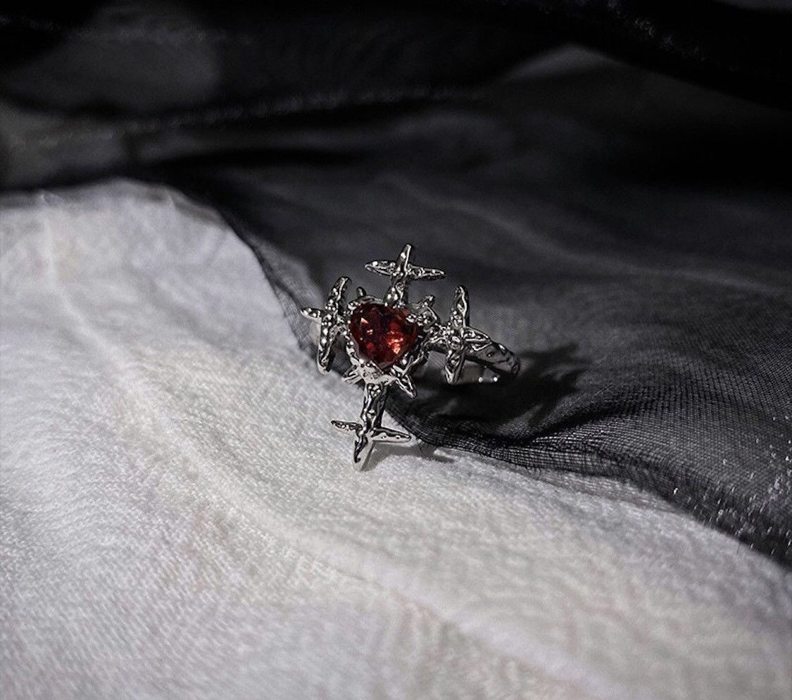 Jewelry Cross Red Crystal Ring Size ONE SIZE - 1 Thumbnail
