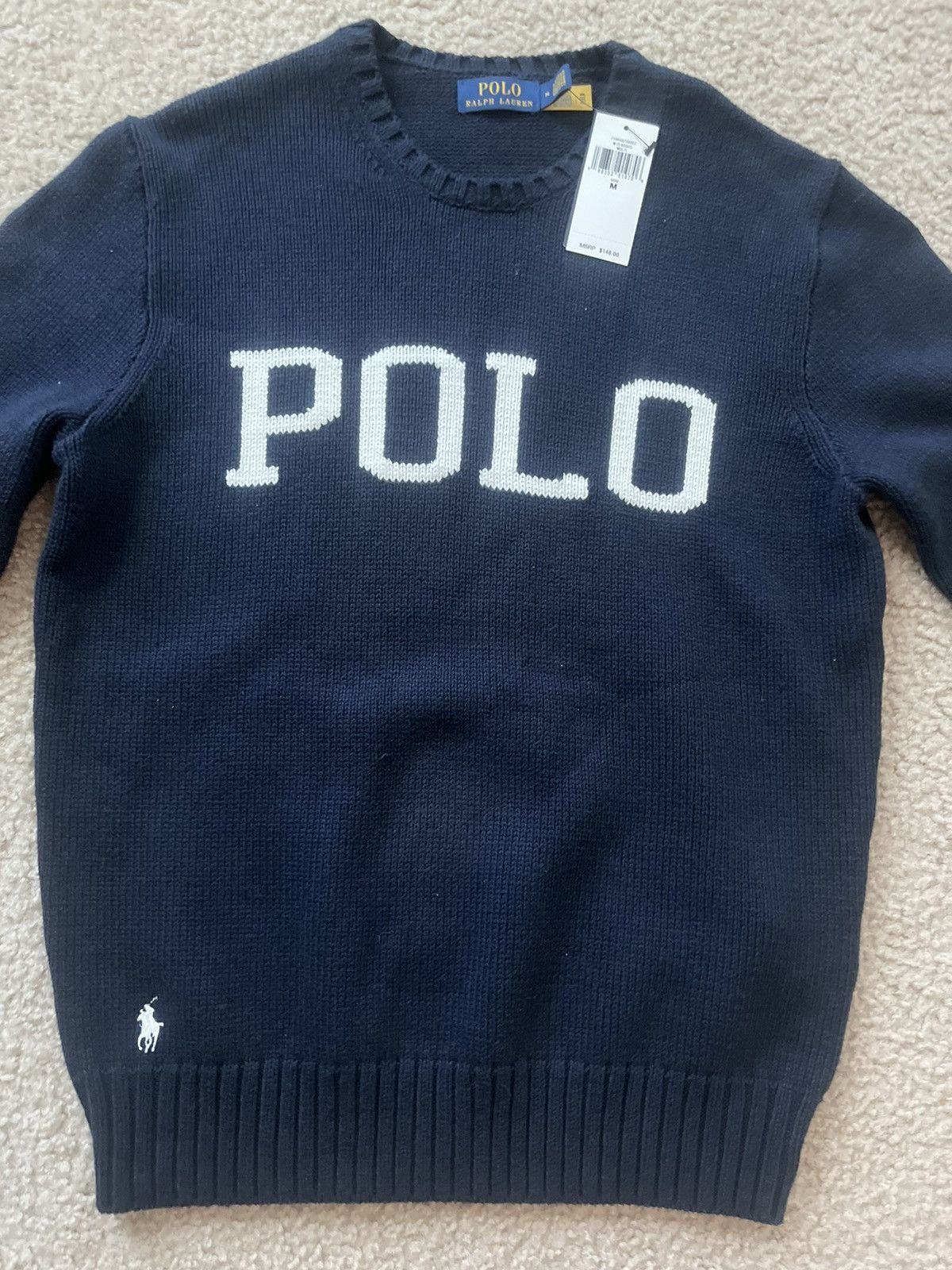 Polo Ralph Lauren navy blue polo knit sweater Size US M / EU 48-50 / 2 - 2 Thumbnail