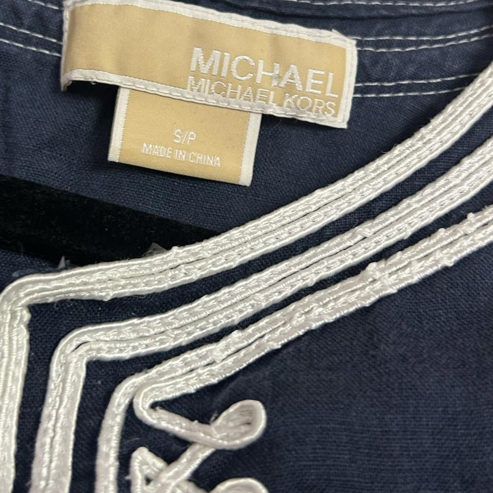 Michael Kors Michael Kors l Linen Navy Detailed Blouse Small Size S / US 4 / IT 40 - 8 Thumbnail