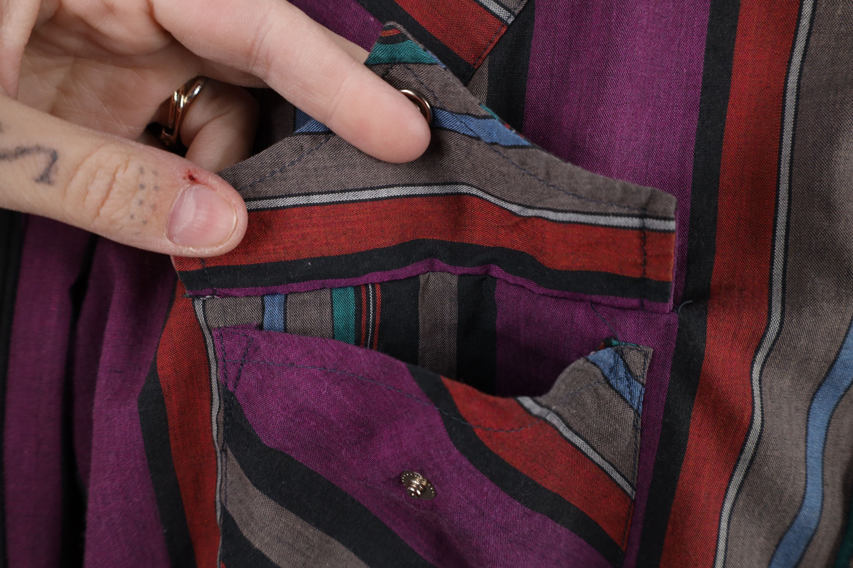 Vintage Vintage 90s Rockabilly Rainbow Striped Western Button Shirt Size US M / EU 48-50 / 2 - 4 Thumbnail