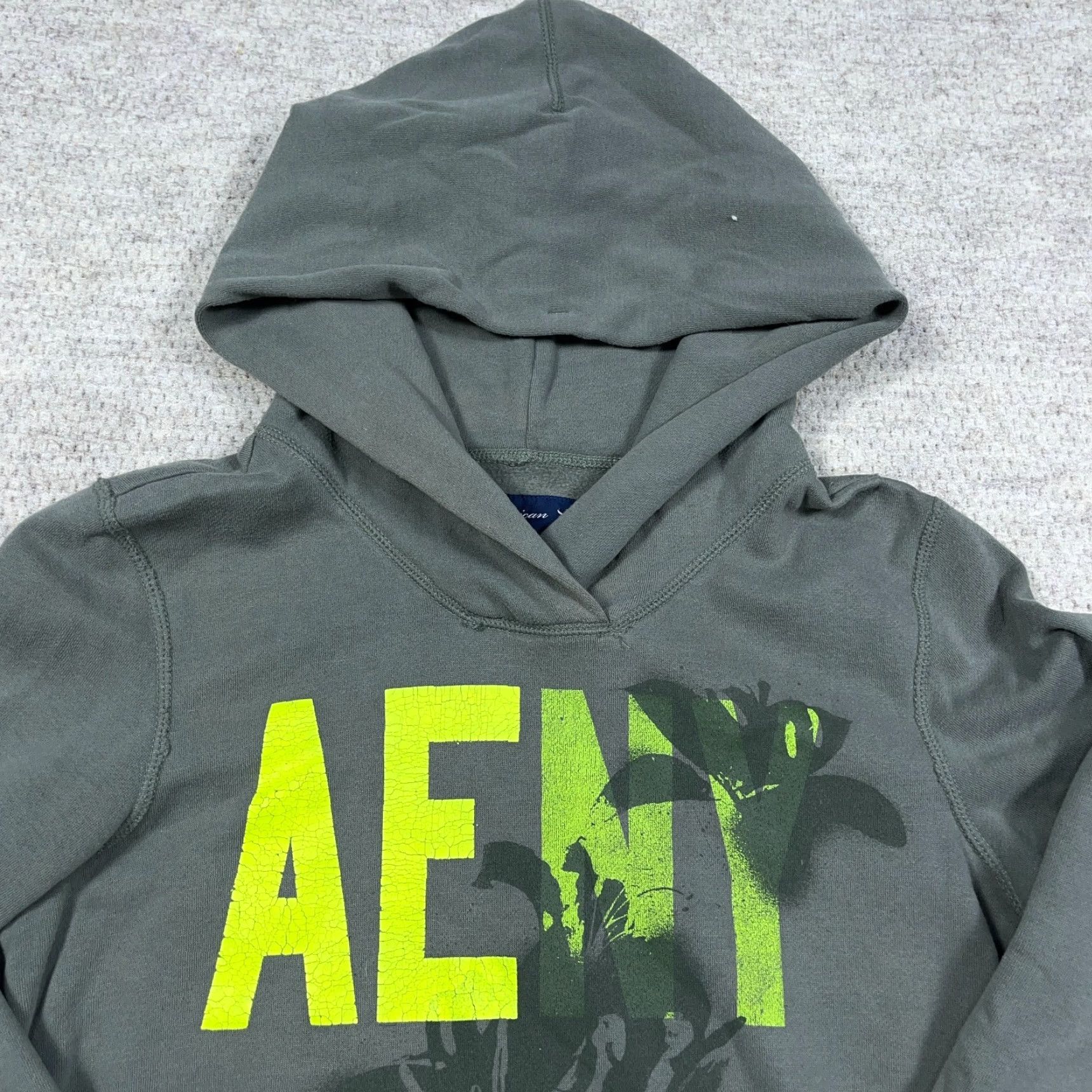 American Eagle Outfitters VINTAGE American Eagle Outfitters Hoodie Women L Olive Green Faded 2000s New York 90s Modern Preppy Casual Size L / US 10 / IT 46 - 2 Thumbnail