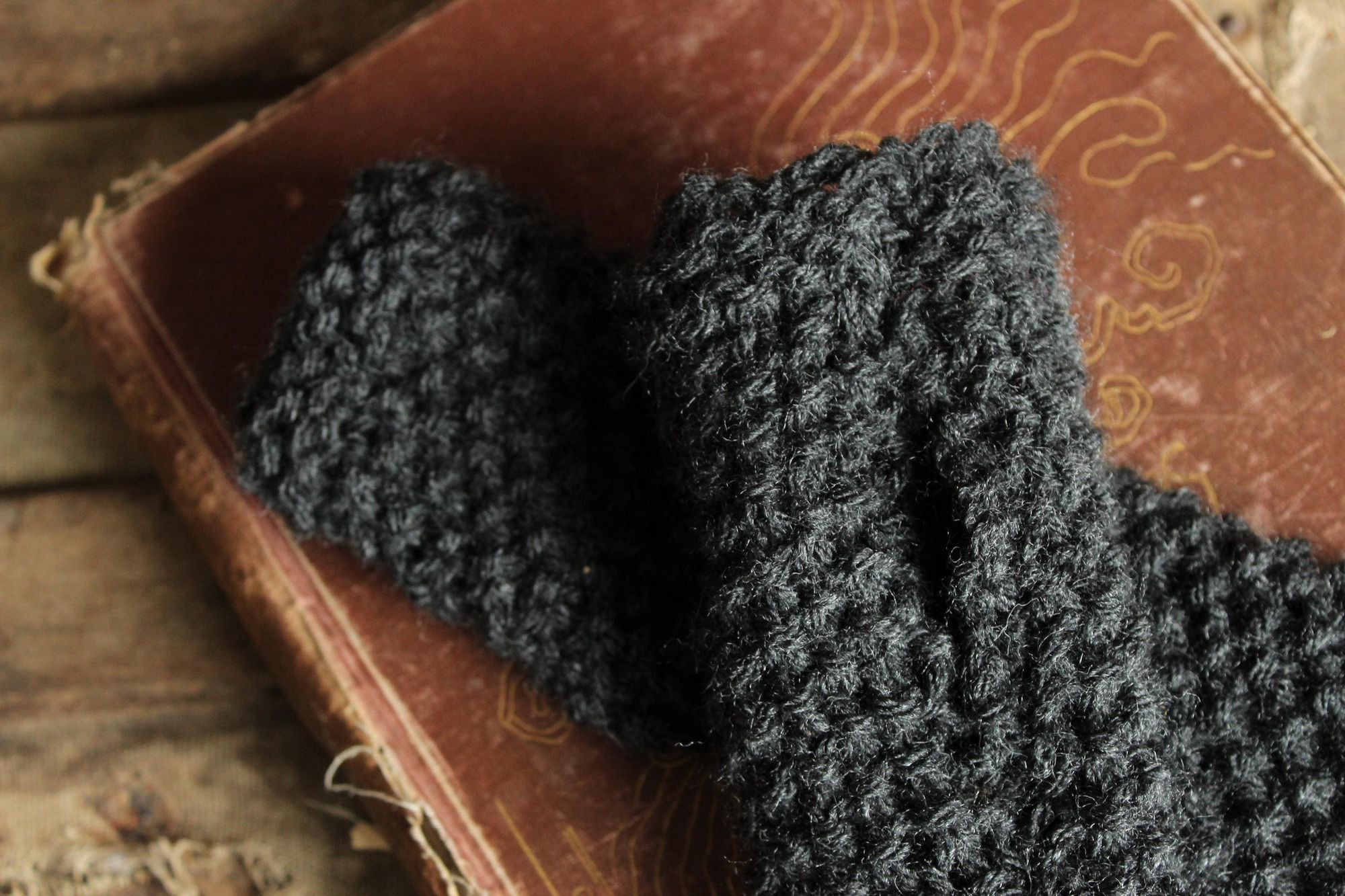 Handmade Hand Knit Fingerless Gloves, Armwarmers in Gray Yarn, Womens Size ONE SIZE - 12 Thumbnail