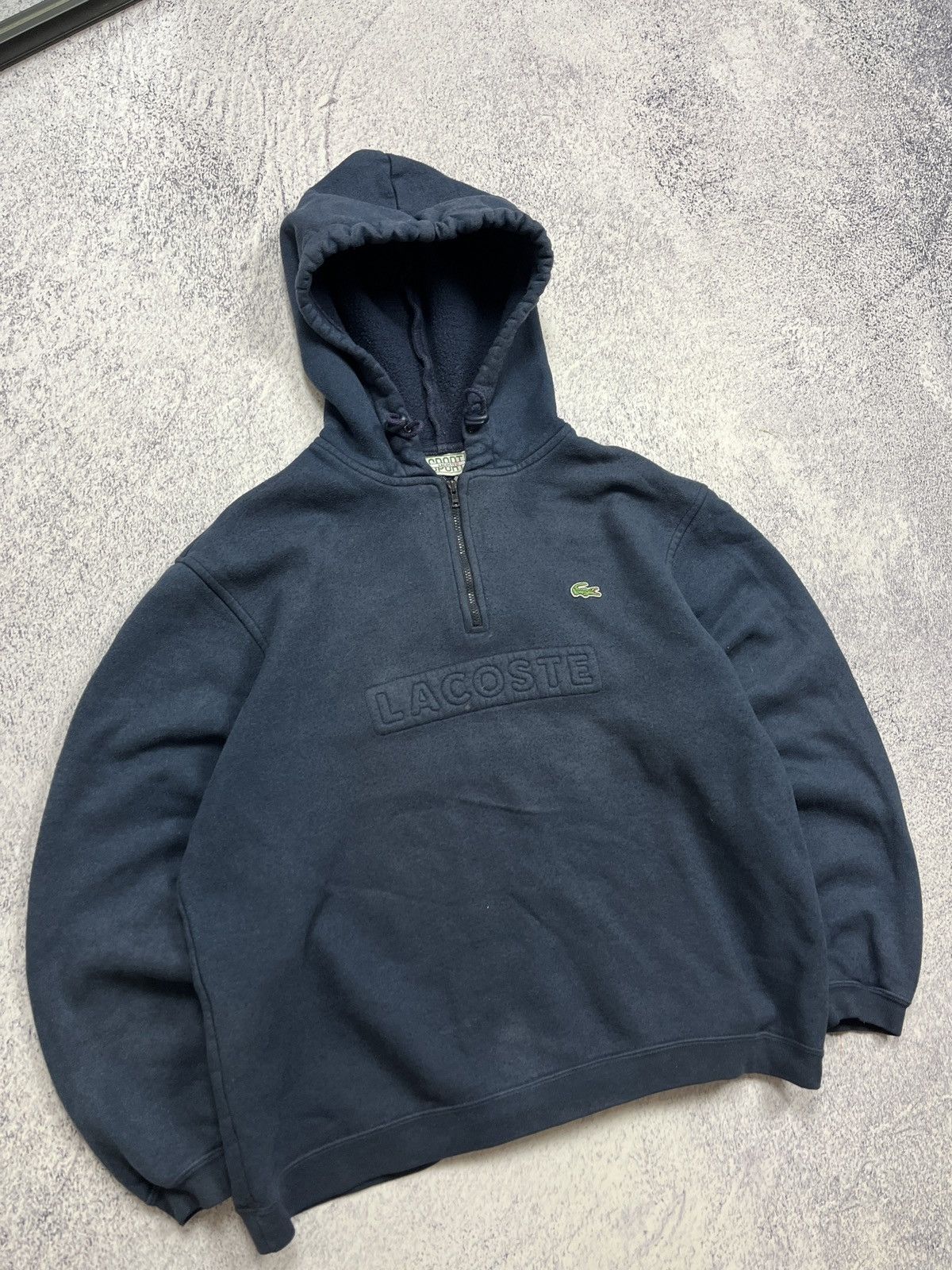 Lacoste × Vintage Vintage Lacoste 1/4 Zip Hoodie Faded Big Logo Y2K Size US S / EU 44-46 / 1 - 4 Thumbnail
