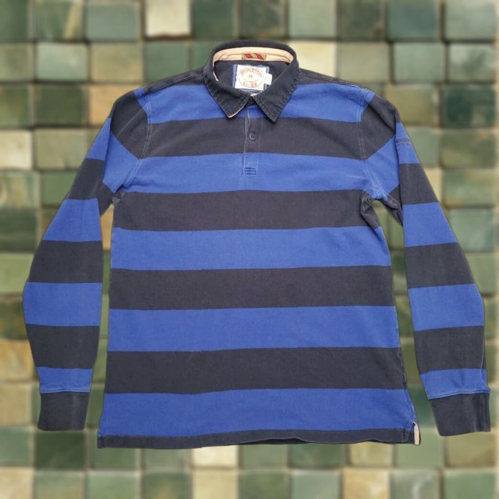 Brooks Brothers VINTAGE Brooks Brothers Rugby Shirt Men XL Blue Striped Button Polo Casual Rugby Size US XL / EU 56 / 4 - 1 Thumbnail