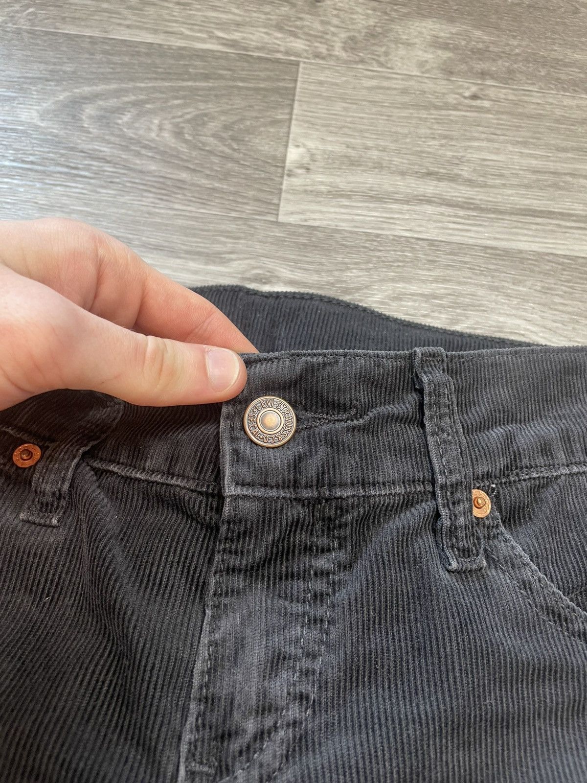 Levi's 29/34 Vintage Levis Black Corduroy Velvet Patchwork Pants Size 29" - 8 Thumbnail