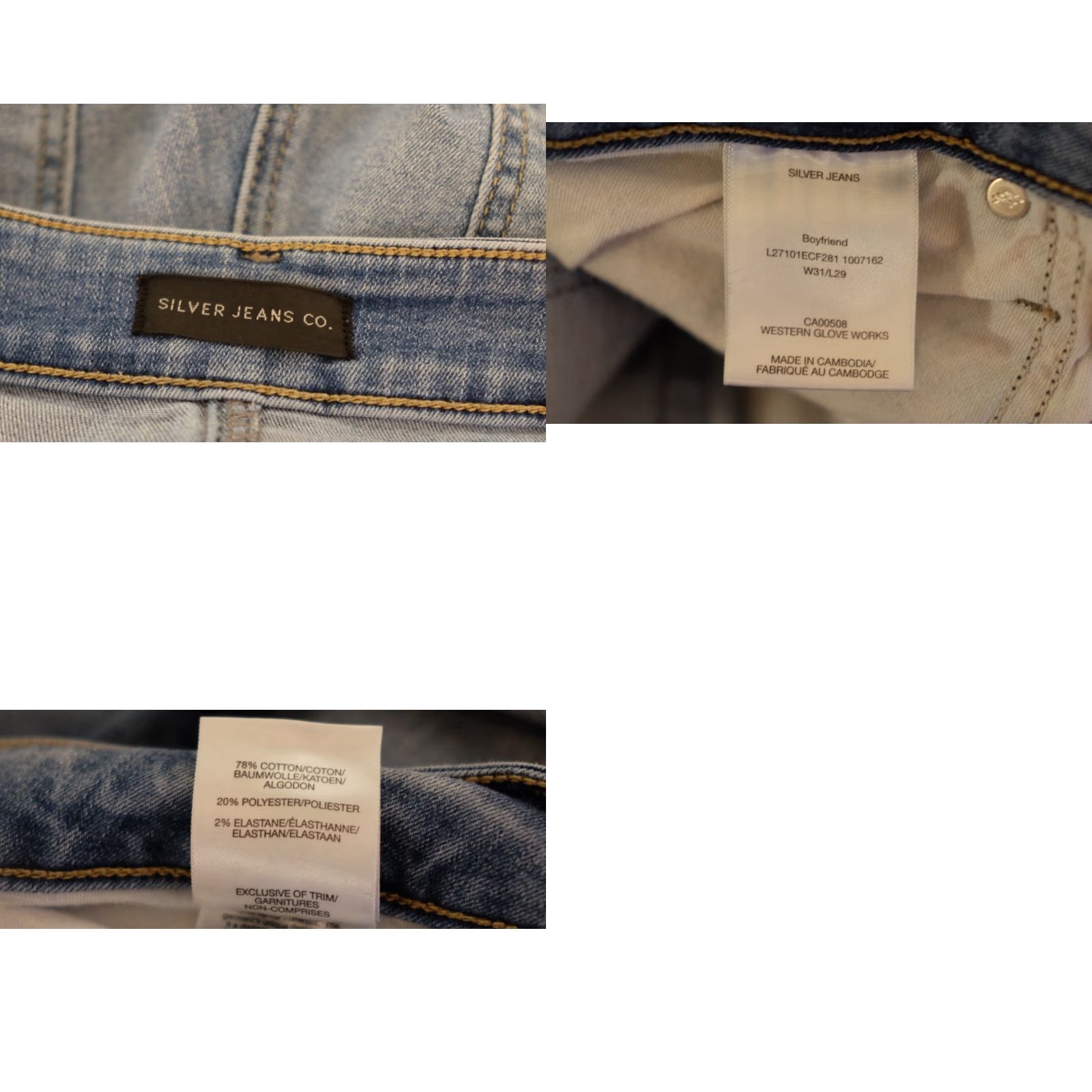 Silver Jeans Co. Silver Jeans Co. Boyfriend Stretch Distressed Womens W31/L29 Jeans Denim Blue 5-Pocket Design Regular Size 31 Womens Size 24" / US 00 / IT 34 - 8 Thumbnail