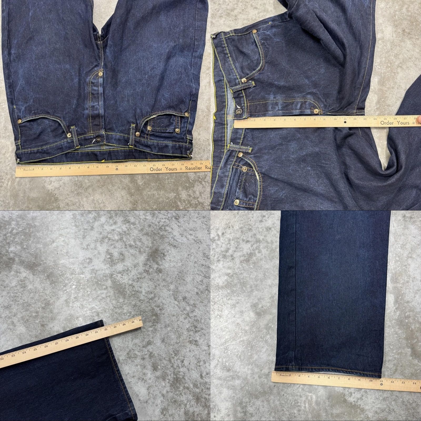 RMC Jeans Red Monkey Jeans Mens 38x32 Denim Pockets Rare Wide Leg Selvedge Distressed Embroidered Blue 90s Vintage Art Tattoo Japanese Clearance Size US 38 / EU 54 - 9 Thumbnail