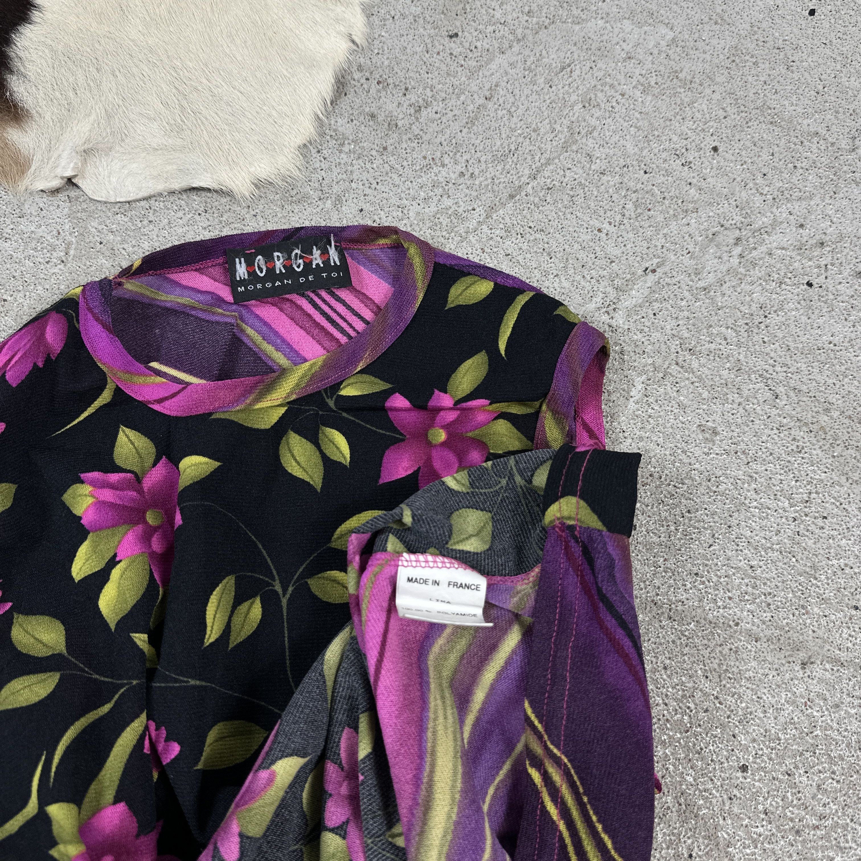 Vintage Vintage Floral Printed Y2K Morgan Mesh Top Size S / US 4 / IT 40 - 2 Thumbnail