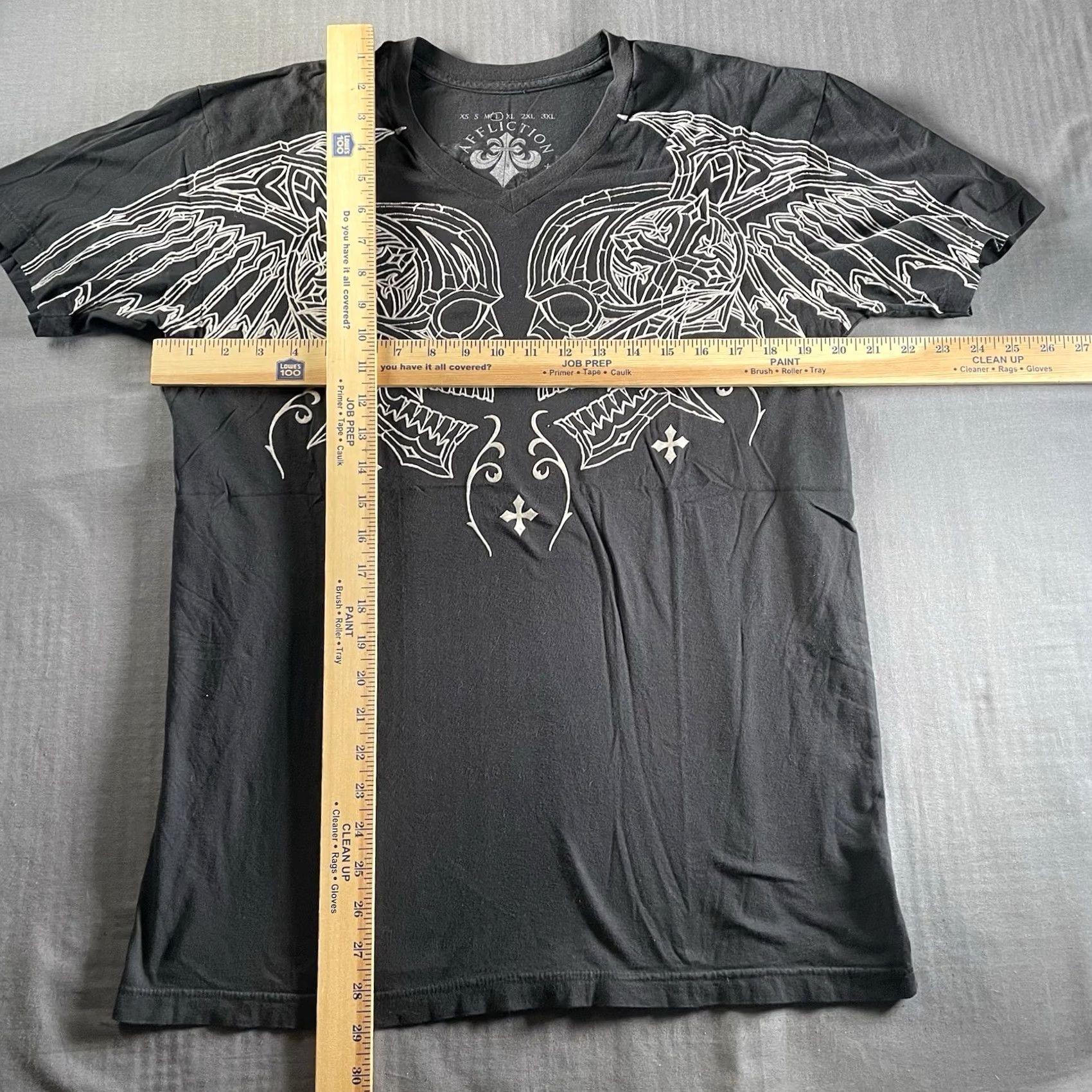 Affliction Affliction Shirt Mens Large Skull Flying Short Sleeve Y2K V Neck Shirt Size US L / EU 52-54 / 3 - 3 Thumbnail