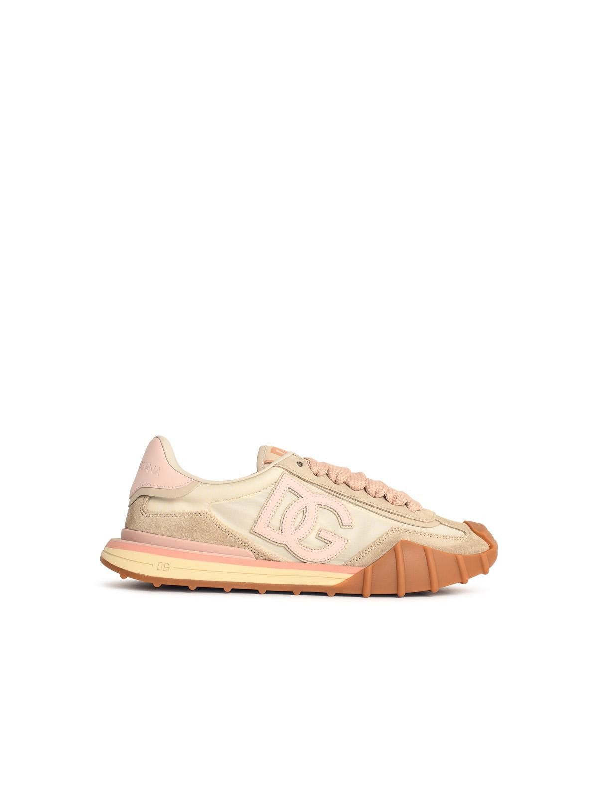 Dolce & Gabbana DOLCE & GABBANA 'Dg Athletic' Ivory And Pink Fabric And Leather Sneakers Size US 9 / IT 39 - 1 Thumbnail