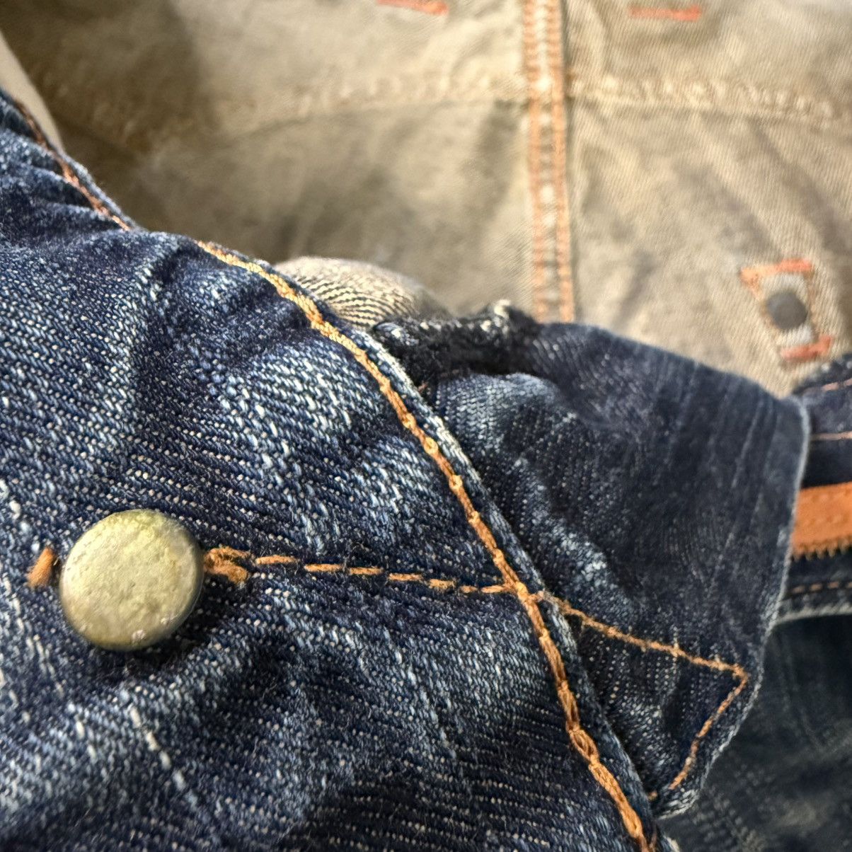 Seditionaries Vintage y2k Baggy Edwin 424XV Orange Stich Distressed Denim Size US 32 / EU 48 - 15 Thumbnail
