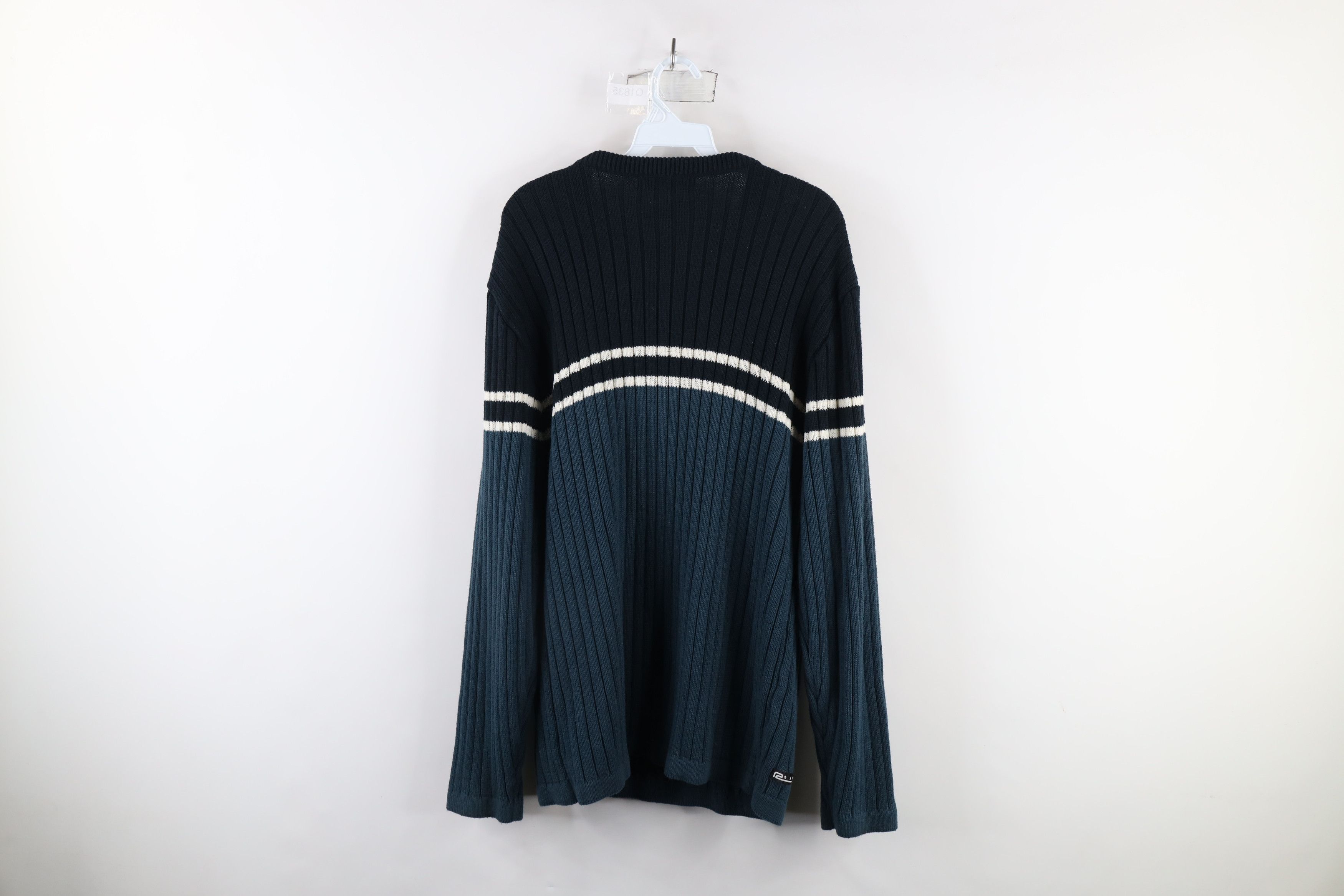 Vintage Vintage 90s Streetwear Chunky Ribbed Knit V-Neck Sweater Size US L / EU 52-54 / 3 - 8 Thumbnail