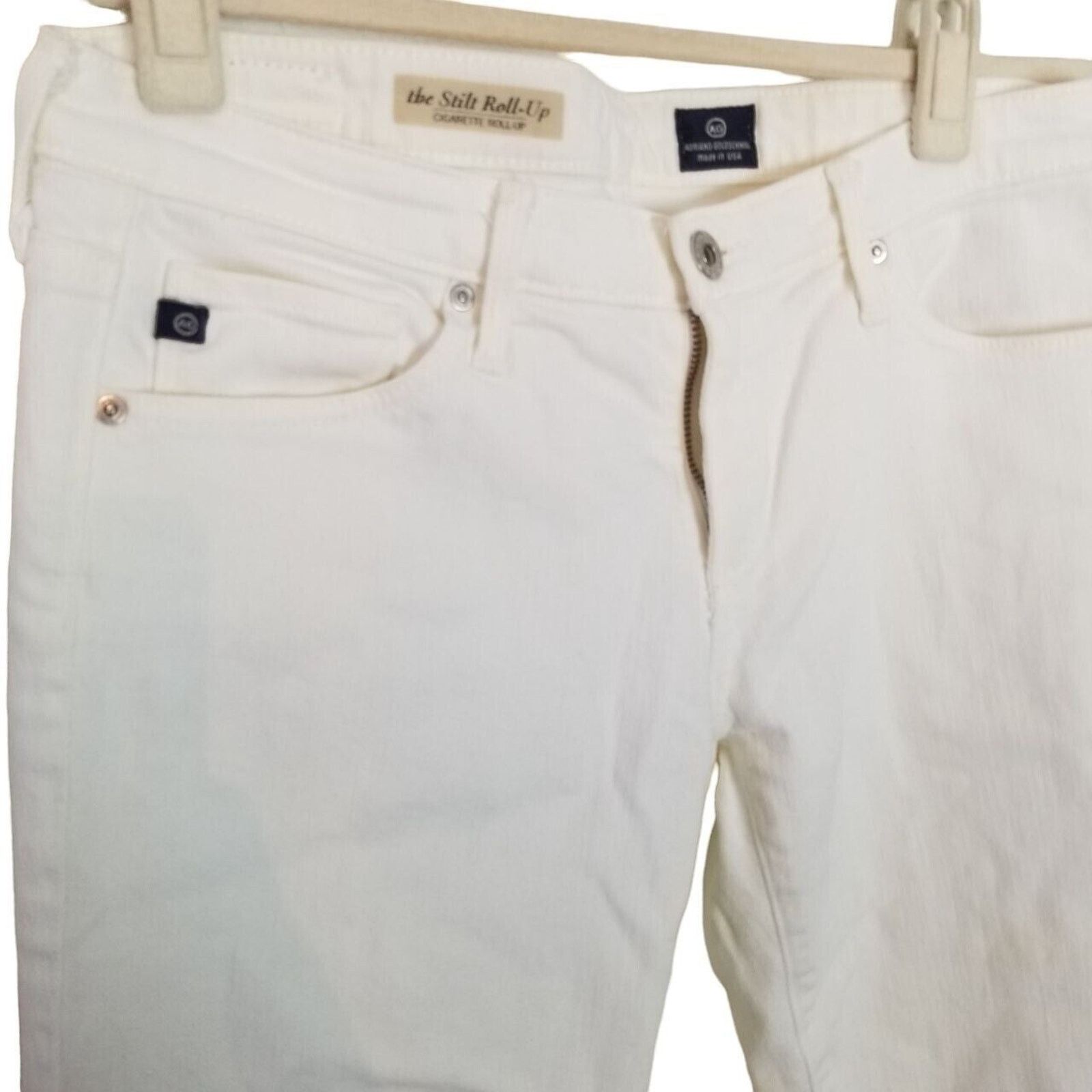 AG Adriano Goldschmied Adriano Goldschmied Womens White The Stilt Cigarette Roll Up Size 28" / US 6 / IT 42 - 4 Thumbnail