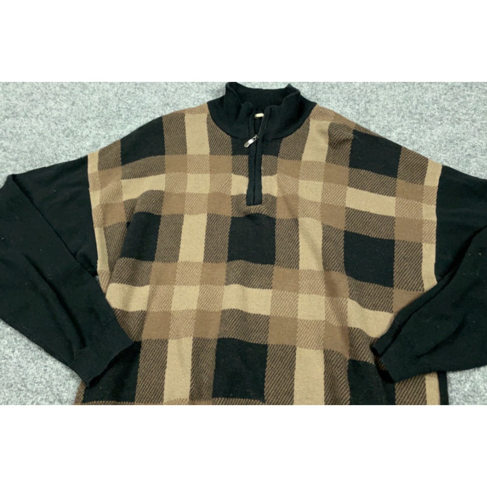 Vintage VINTAGE Black Brown Grid Check 1/4 Zip High Neck Sweater Men XL Knitted Heavyweight Regular Pullover Casual 90s Preppy Classic Size US XL / EU 56 / 4 - 7 Thumbnail
