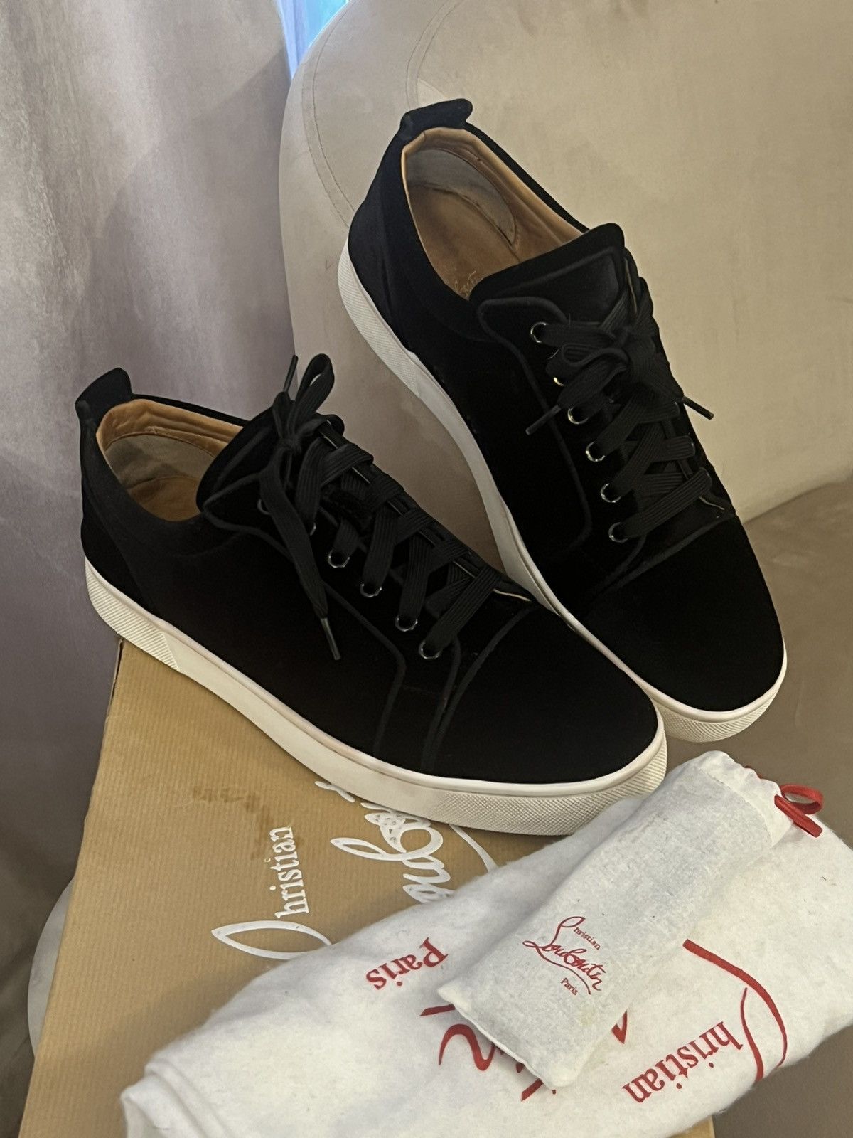 Christian louboutin Rantulow velvet black sneakers SIZE UK 8