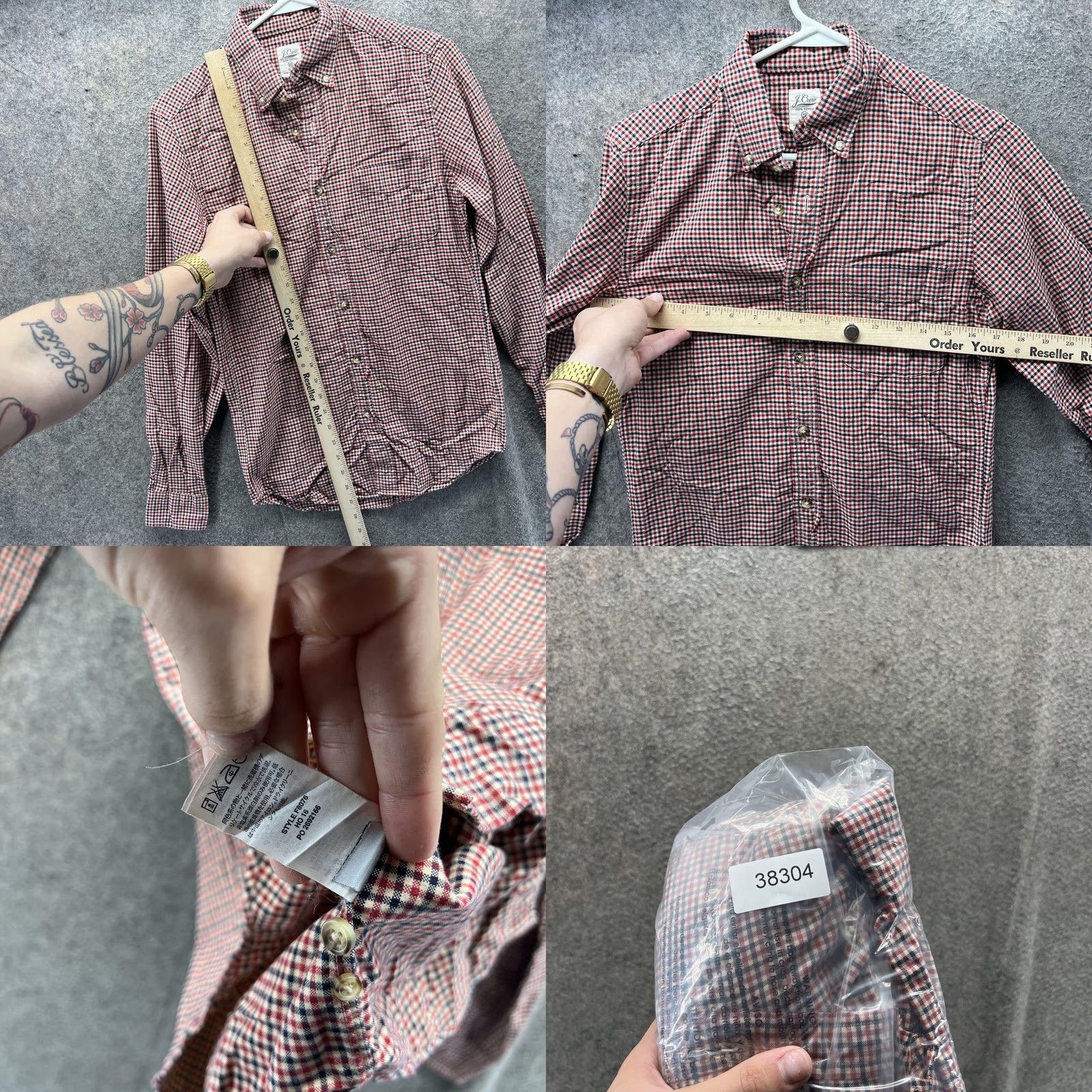 J.Crew J.Crew Shirt Mens XS Red Blue Gingham Slim Fit Long Sleeve Casual Button-Down Shirt Size US XS / EU 42 / 0 - 8 Thumbnail
