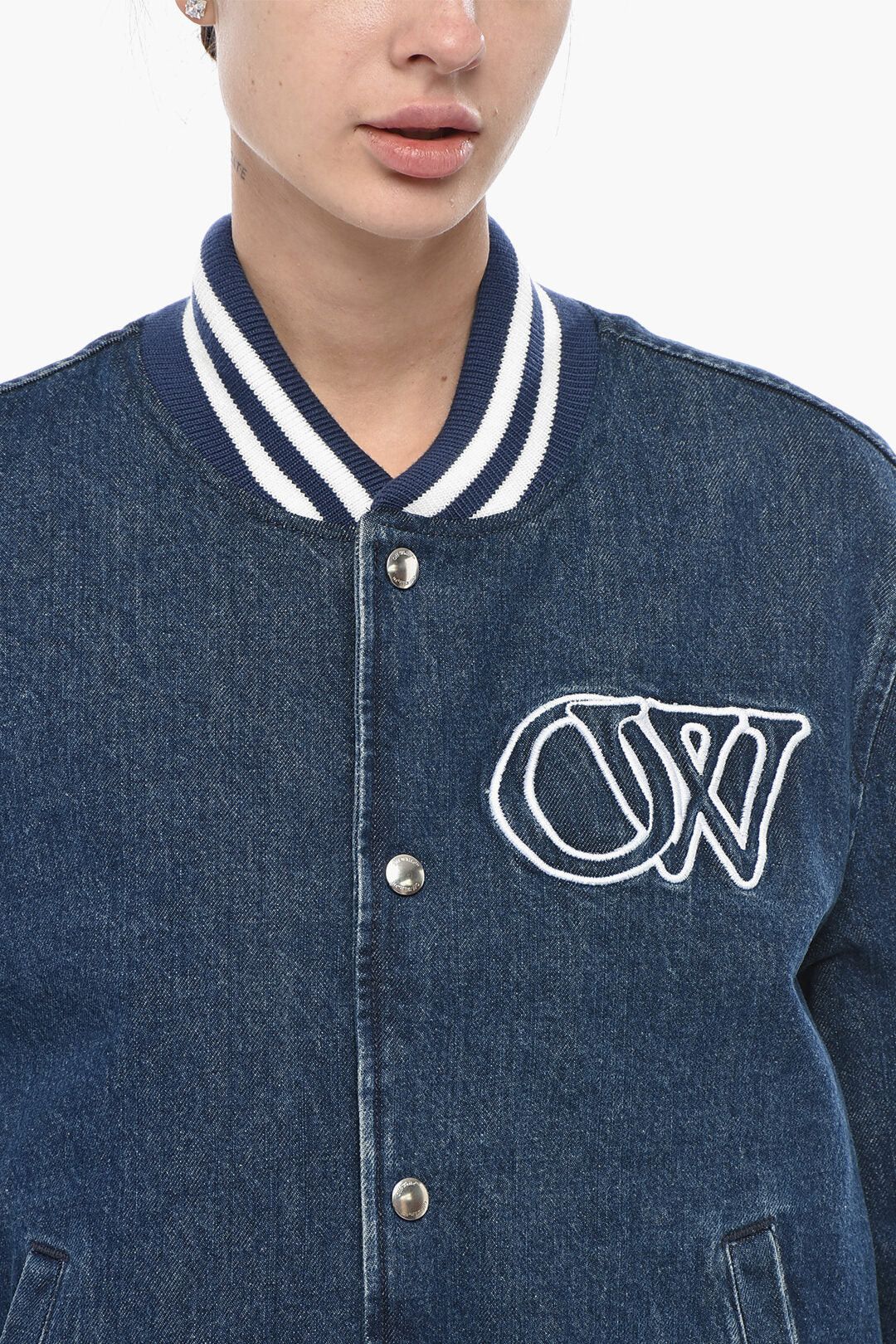 Off-White og1mm0426 Denim Bomber Jacket in Blue Size XS / US 0-2 / IT 36-38 - 3 Thumbnail
