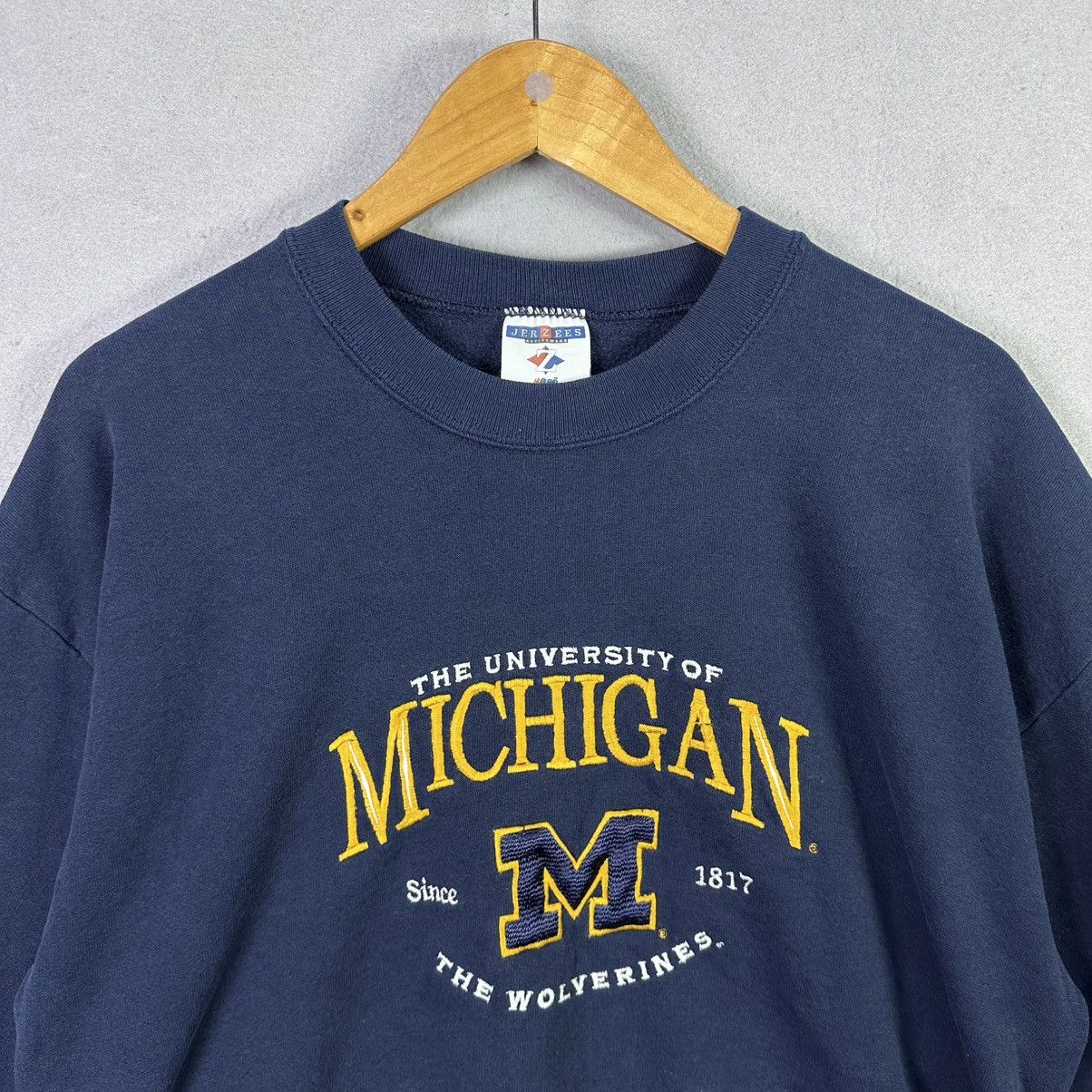 Vintage Vintage 90s Jerzees University of Michigan Sweatshirt Size US XL / EU 56 / 4 - 2 Thumbnail