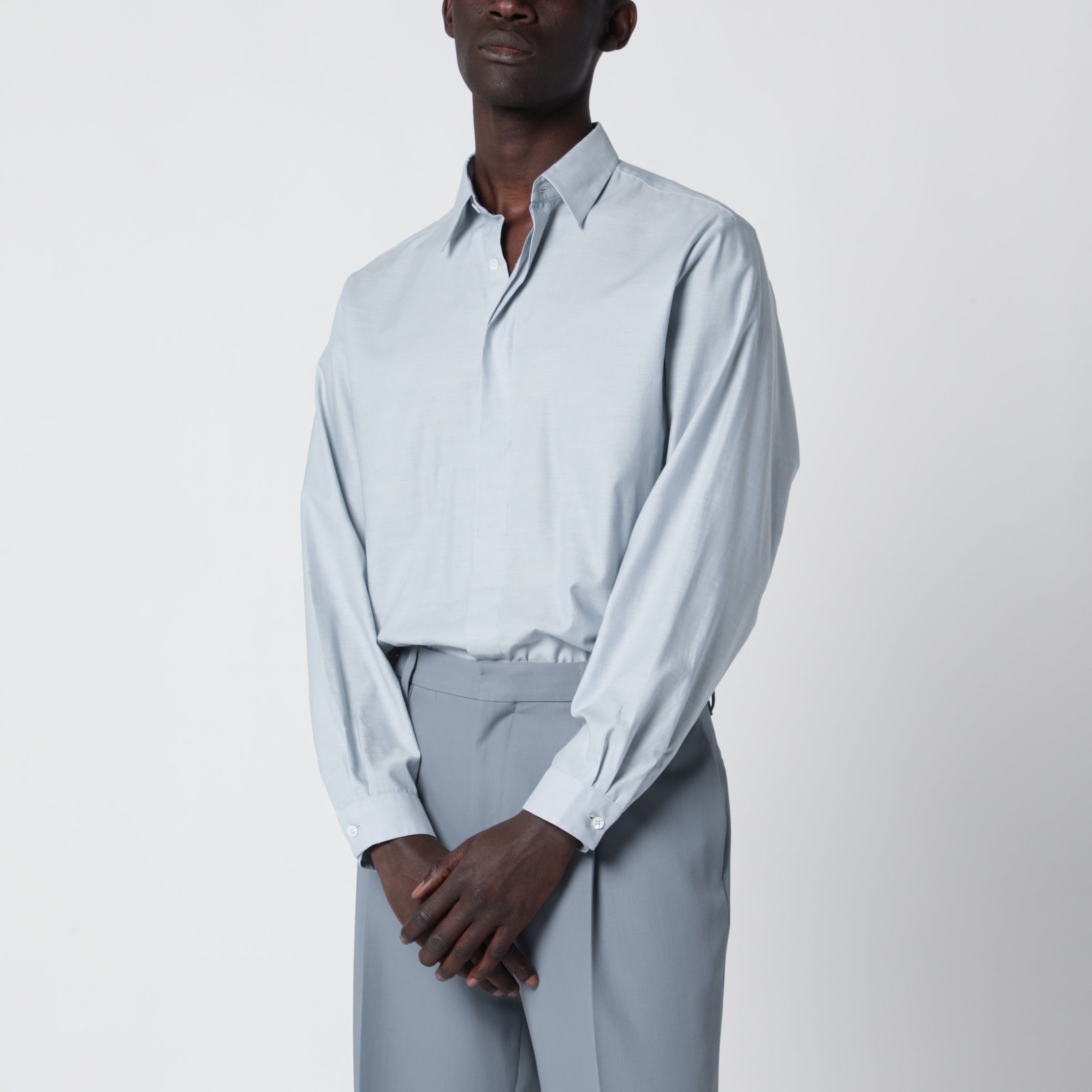 Lardini Lardini Light Blue Cotton Blend Shirt Size US M / EU 48-50 / 2 - 1 Thumbnail