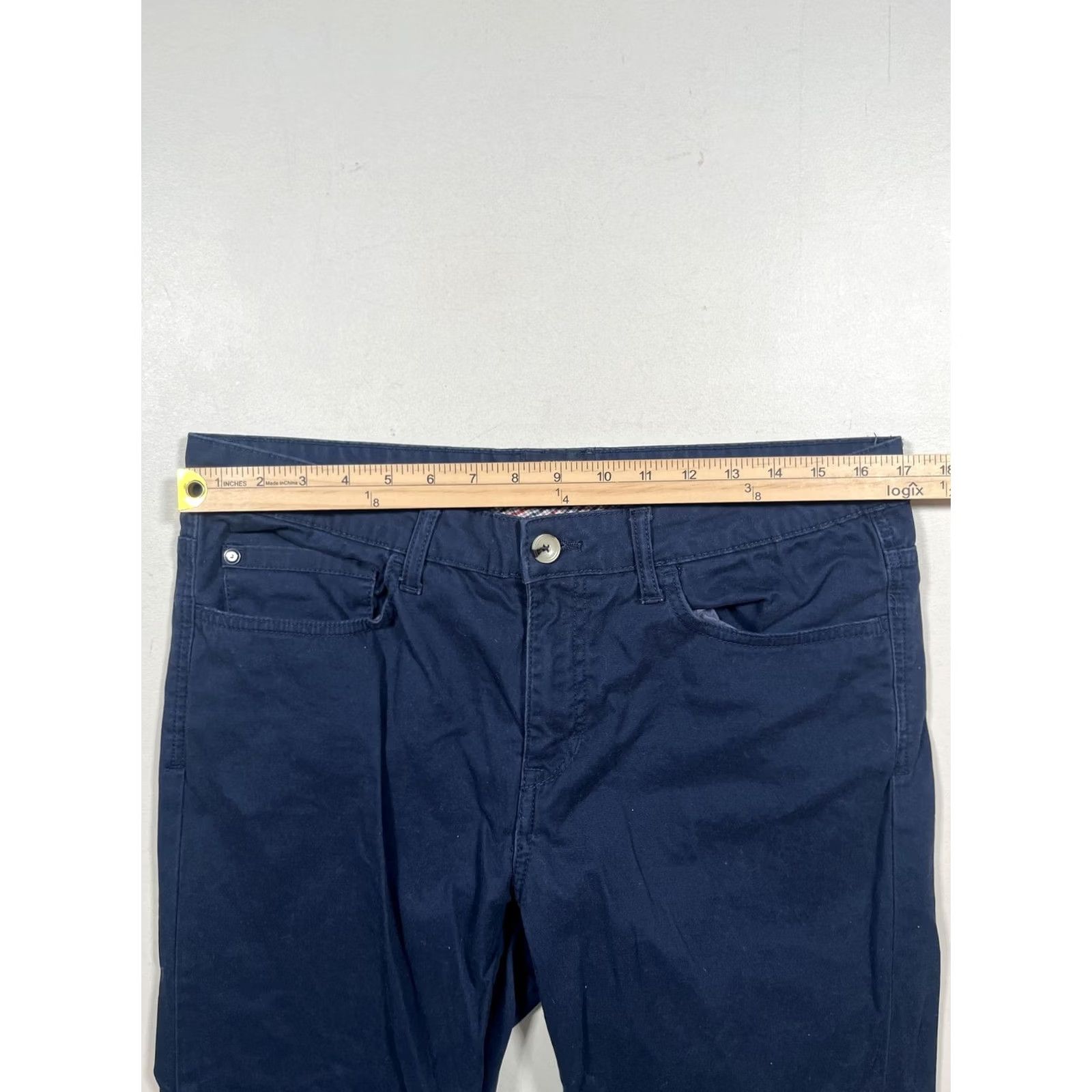 Ben Sherman Ben Sherman Pants Mens 33x32 Blue Stretch Chino 5-Pocket Slim Straight Casual Size US 33 - 6 Thumbnail