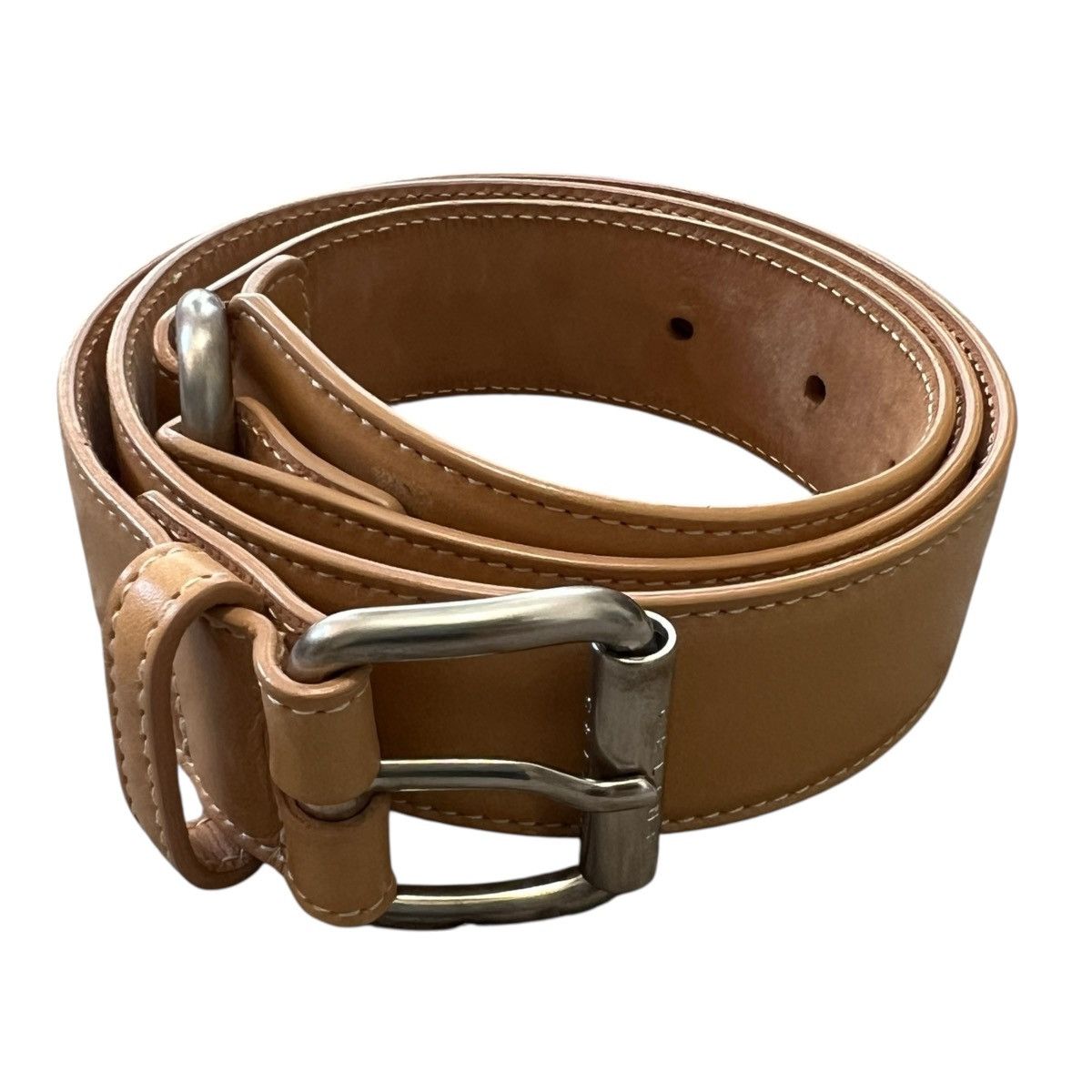 Celine CELINE Triomphe Leather Belt in Natural Tan Size 30 - 1 Thumbnail