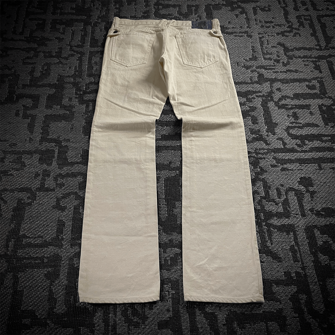 Japanese Brand PPFM Double Waist 3D Knee Blue Floral Jeans Size US 32 / EU 48 - 6 Thumbnail
