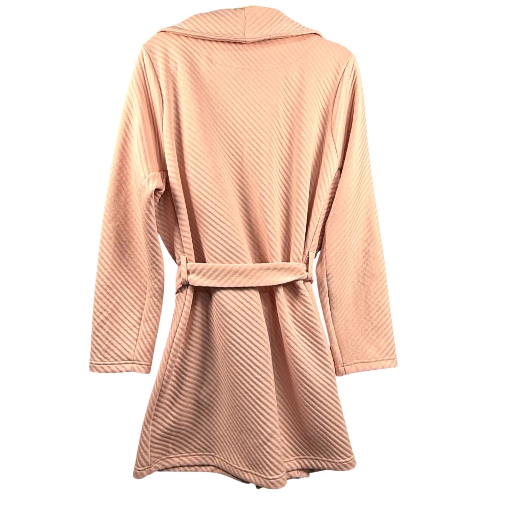 Steve Madden Steve Madden XL Women Trench Coat Knit Tie Waist Mid-Length Pink Ribbed Textured Solid Size XL / US 12-14 / IT 48-50 - 4 Thumbnail