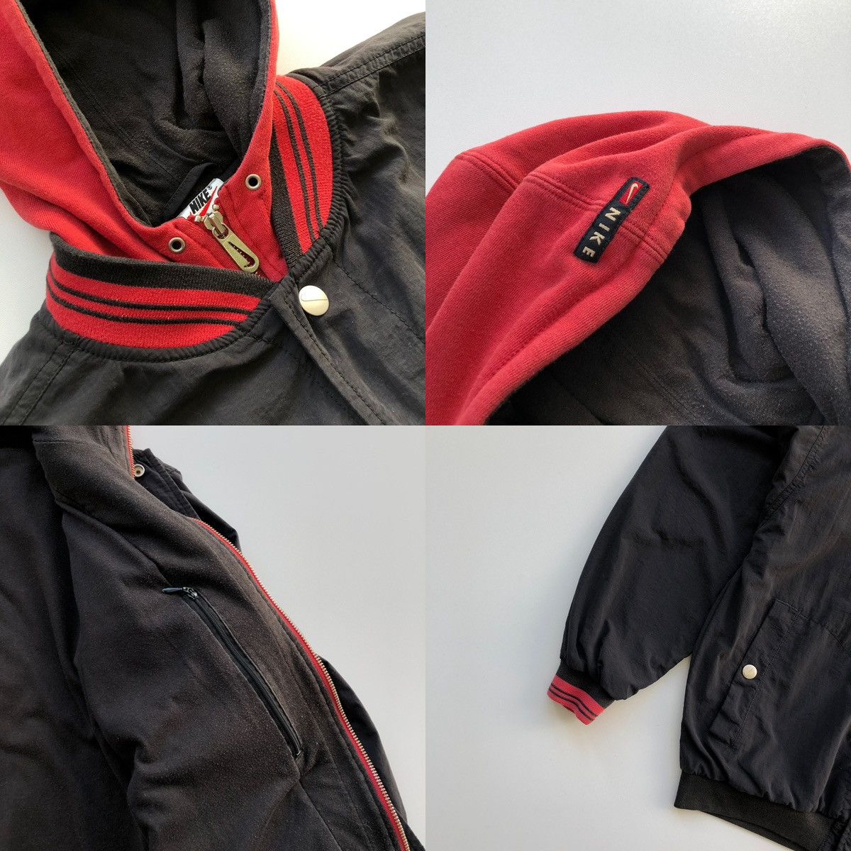 Nike Nike 90’s Double Nylon Bomber Hooded Vintage Jacket rare Size US S / EU 44-46 / 1 - 9 Thumbnail