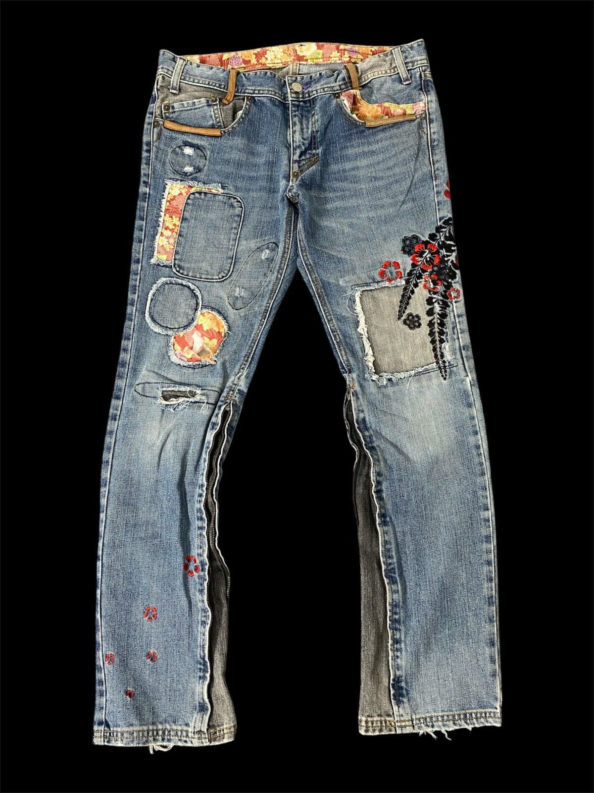 Le Grande Bleu (L.G.B.) takeo kikuchi patchwork jeans flared embroidery y2k Size US 32 / EU 48 - 1 Thumbnail