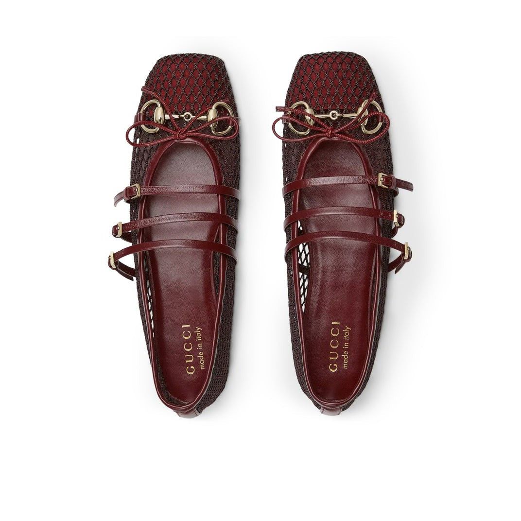 GUCCI $1130 Rosso Ancora Red Horsebit Ballet Flats New & Aut