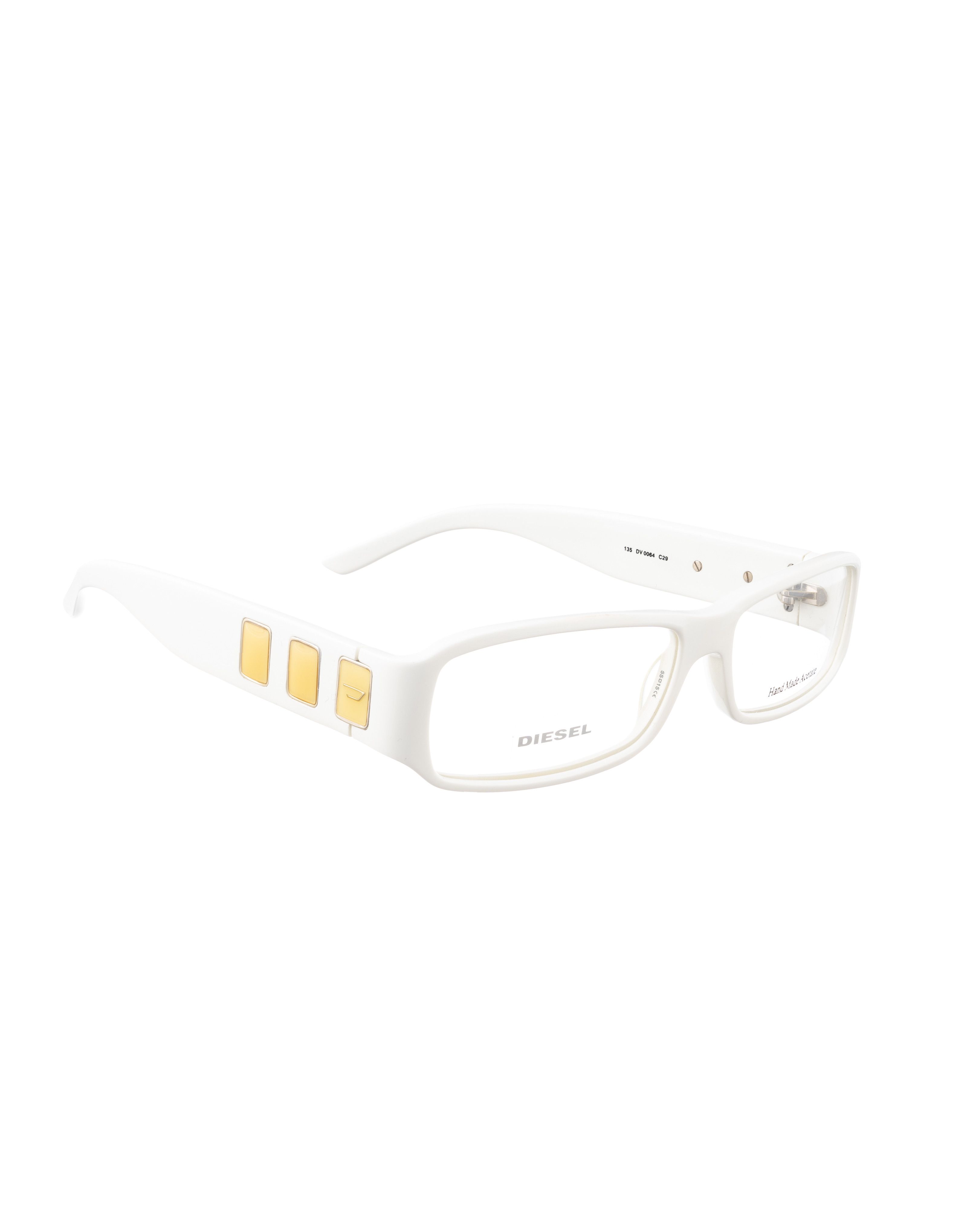 Diesel Diesel 00s White Bold Plastic Glasses with Yellow Details Size ONE SIZE - 2 Thumbnail