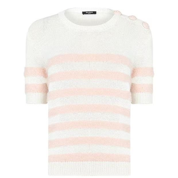 Balmain o1g2r1mq0924 Fluff Jumpers in Cream & Rose Size S / US 4 / IT 40 - 1 Thumbnail