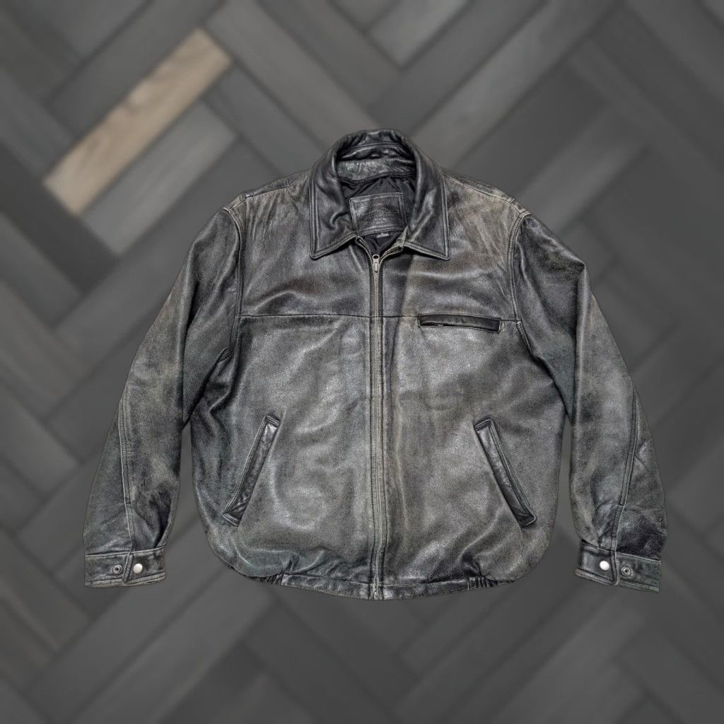 Vintage VINTAGE American Classics Bomber Jacket Mens XL Leather Patina 1990s Distressed 46-48 Chest 26 29.5 22 26 Size US L / EU 52-54 / 3 - 1 Thumbnail