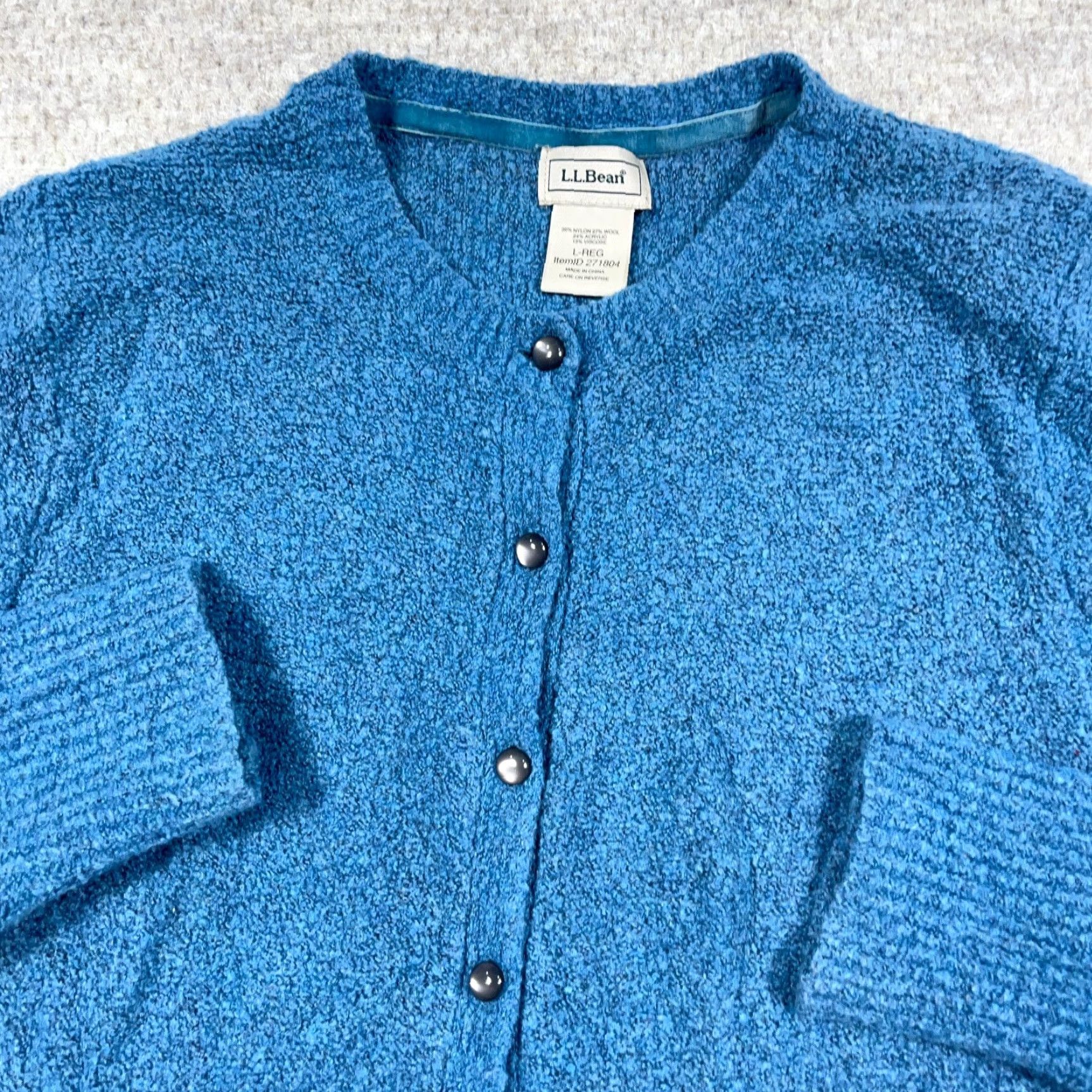 Vintage VINTAGE L.L. Bean Cardigan Sweater Women Large Blue Wool Blend Lightweight Crewneck Knitted Knit 90s Bohemian Retro Holiday Christmas Gift? Size L / US 10 / IT 46 - 2 Thumbnail