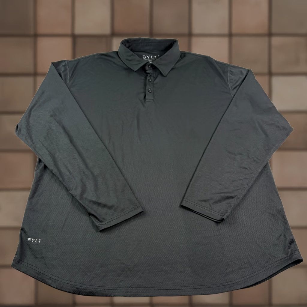 Vintage BYLT Polo Shirt Mens 2XL Black Drop Cut Long Sleeve Performance Golf Stretch Shirt Size US XXL / EU 58 / 5 - 1 Thumbnail
