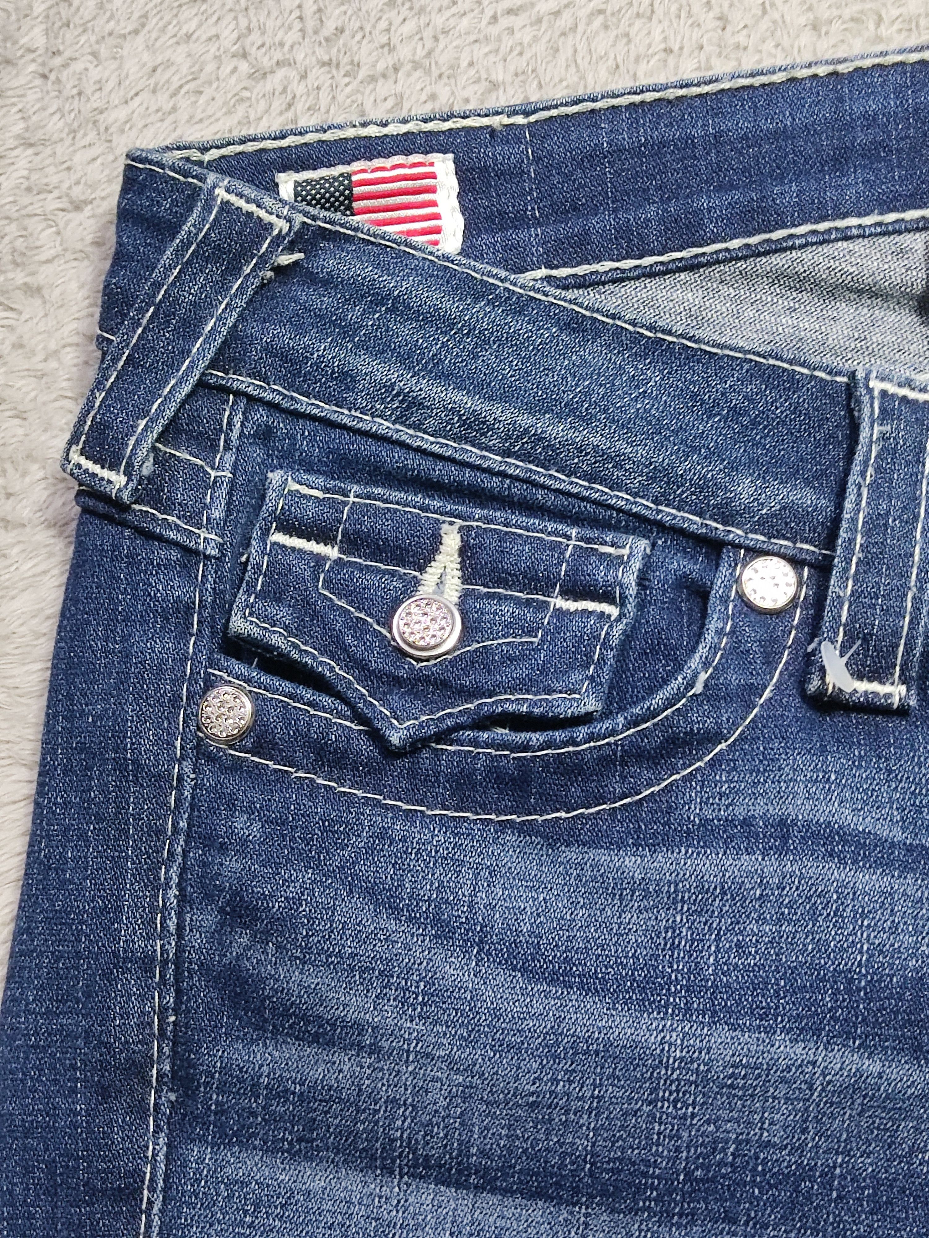 True Religion Y2K True Religion Lily Low Rise 3/4 Jeans Crystal Button Size 29" - 4 Thumbnail