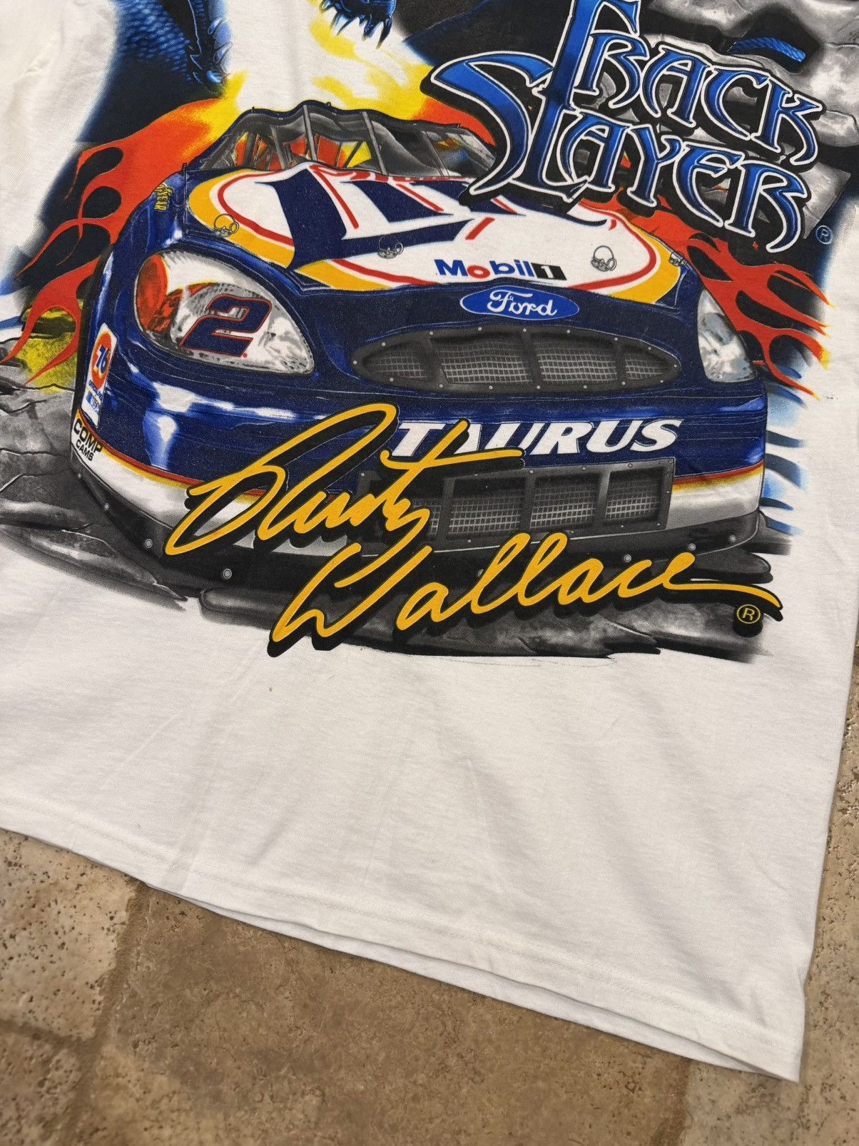 Vintage NASCAR Vintage Rusty Wallace Track Slayer White/Blue Tee Size US L / EU 52-54 / 3 - 10 Thumbnail
